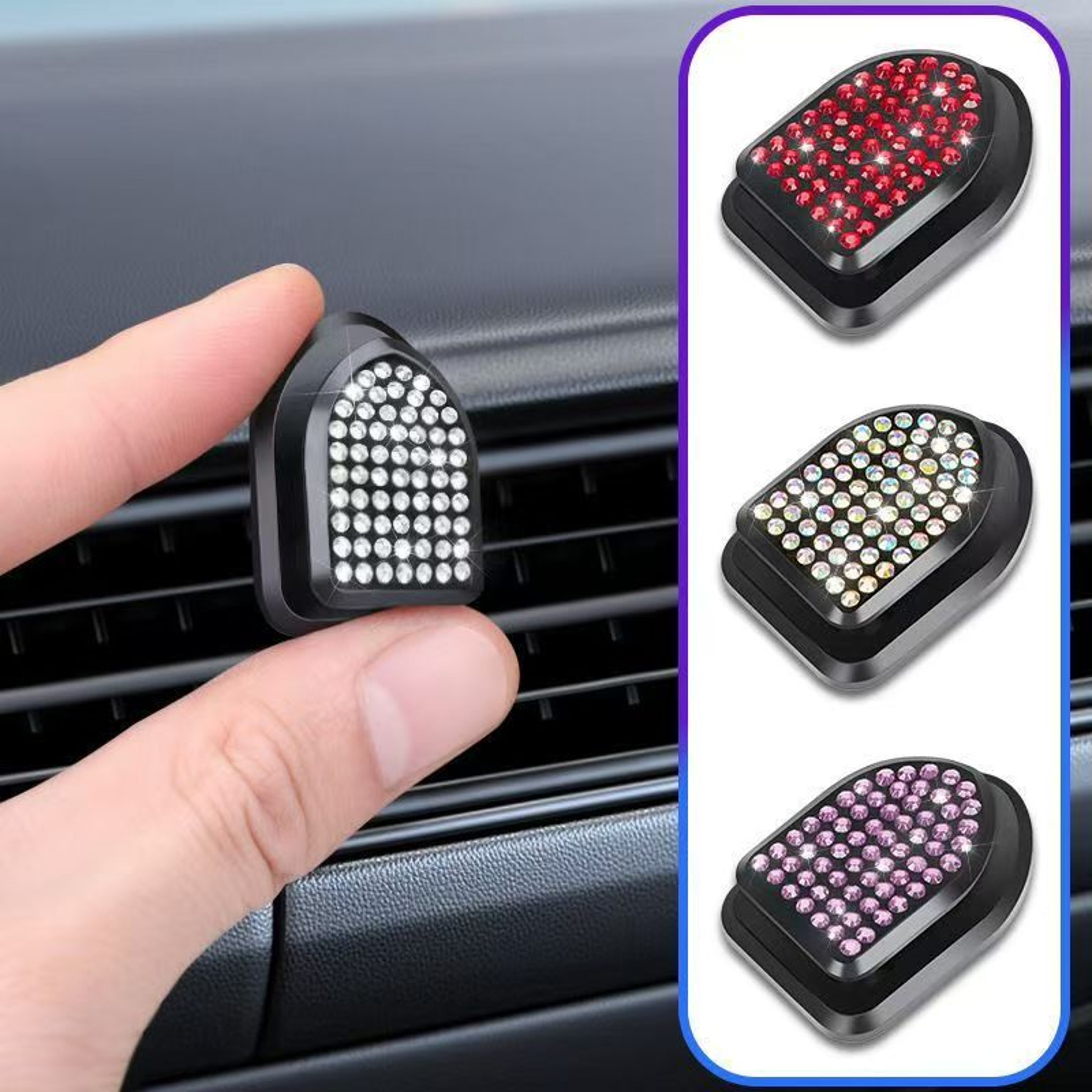 Mini Car Hooks, Creative Home Ornaments, Bling Rhinestone Crystal Hooks for Car – view 3