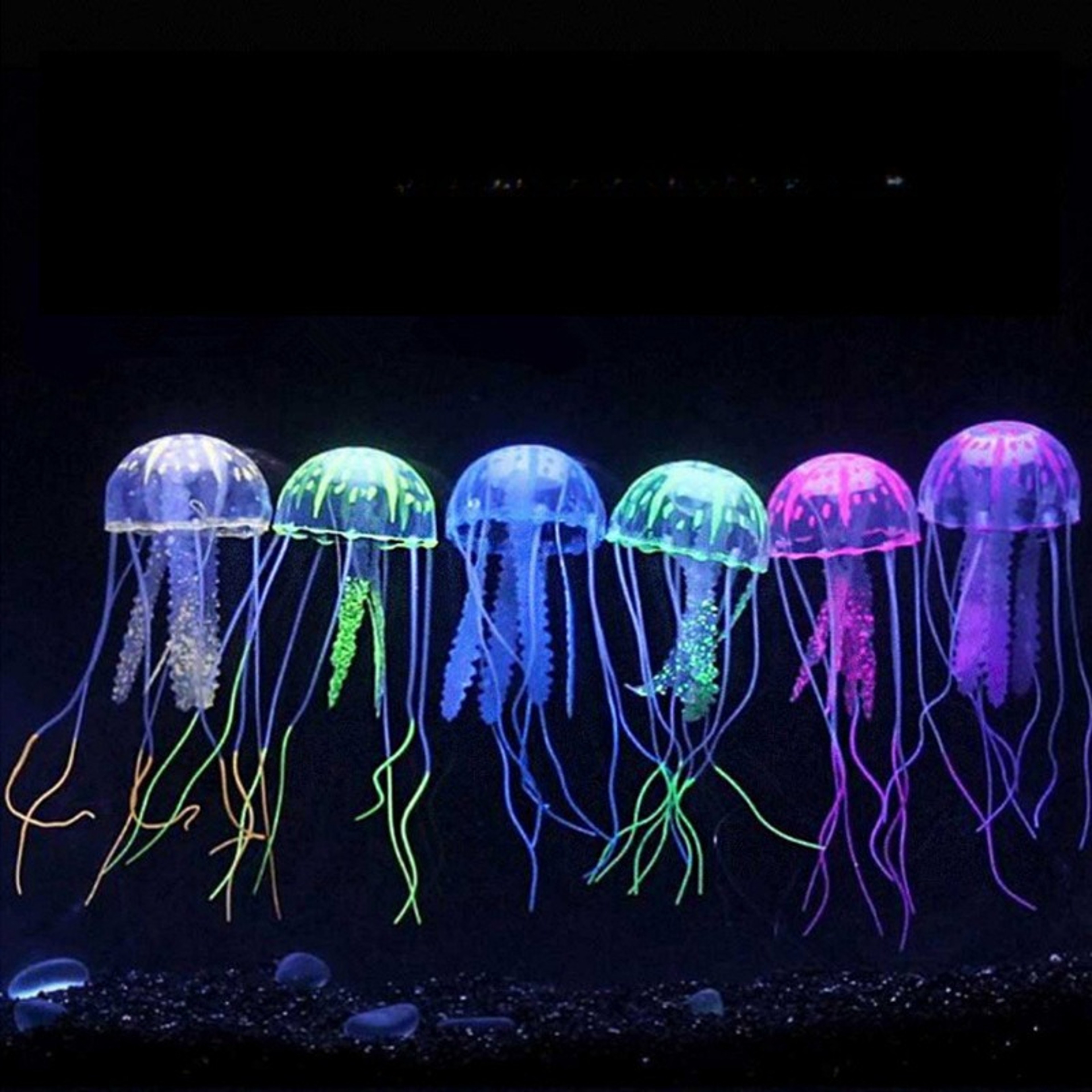Soft Silicone Fluorescent Jellyfish Fish Tank Ornament, Artificial Aquarium Decoration for Living Room Landscaping – view 2