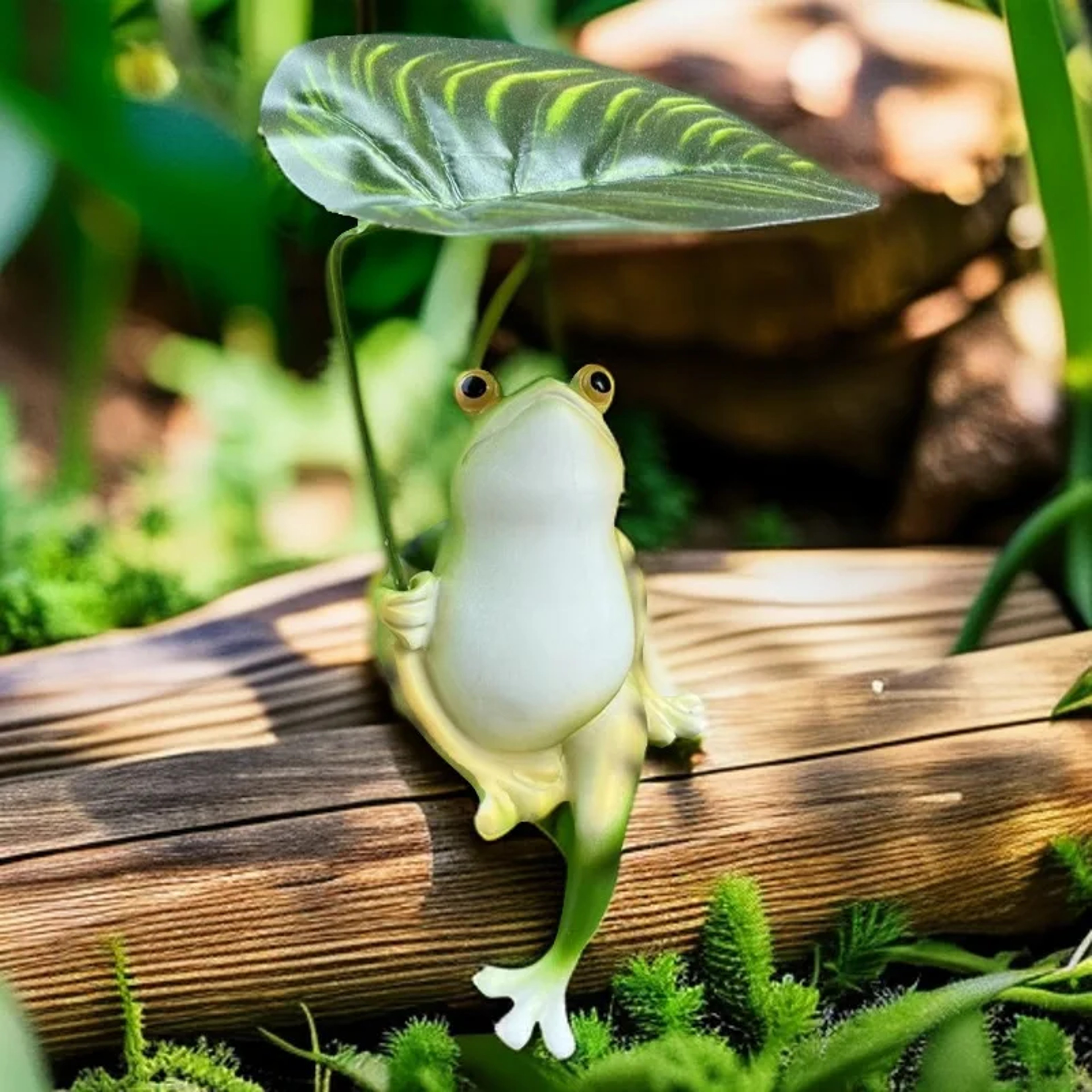 Mini Garden Ornament Simulated Frog Leaf Decor for Pool, Courtyard, Home Balcony Accent – view 2