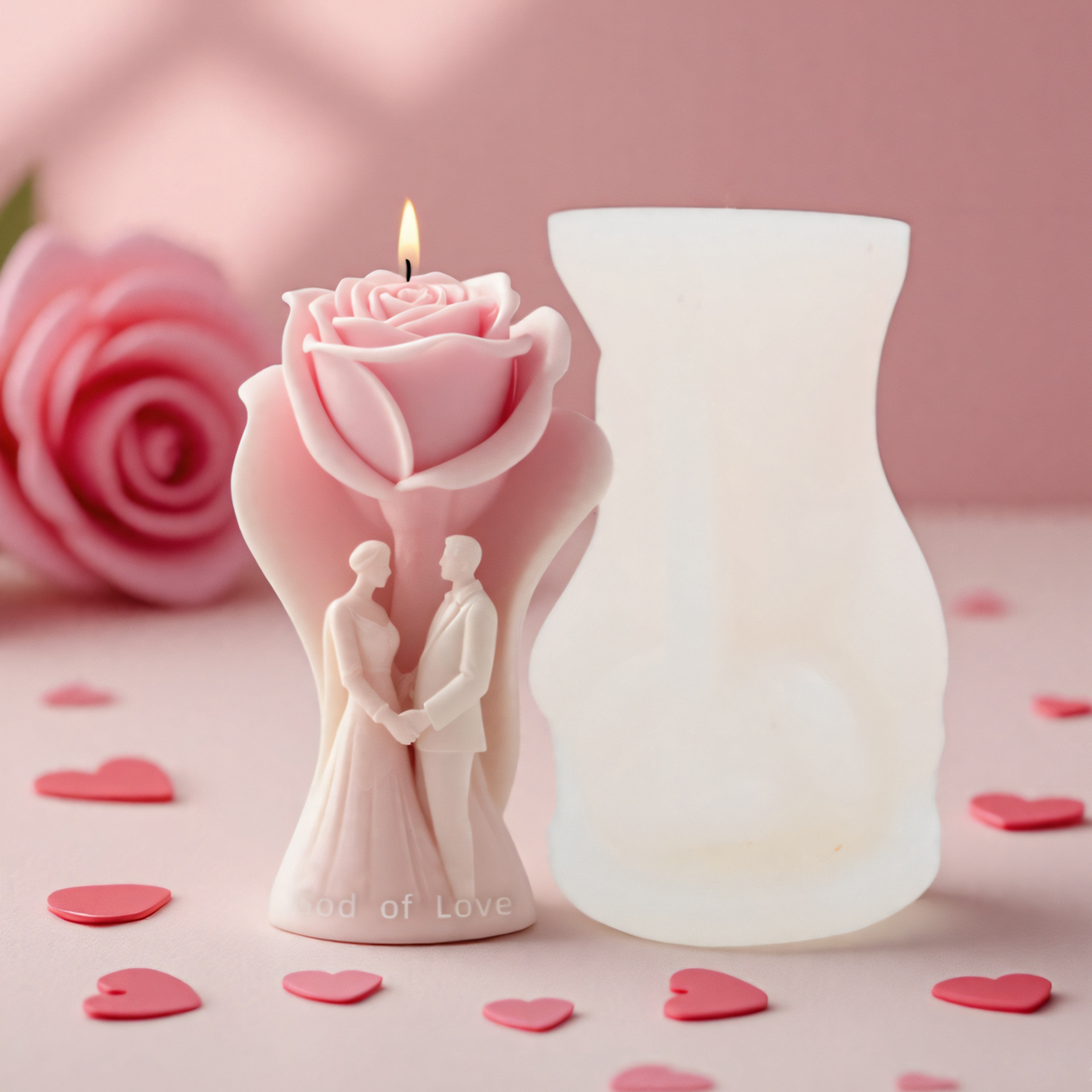 Rose Couple Silicone Mold For Wedding Valentines Day Soap Candle DIY Aromatherapy Epoxy Resin Craft 0
