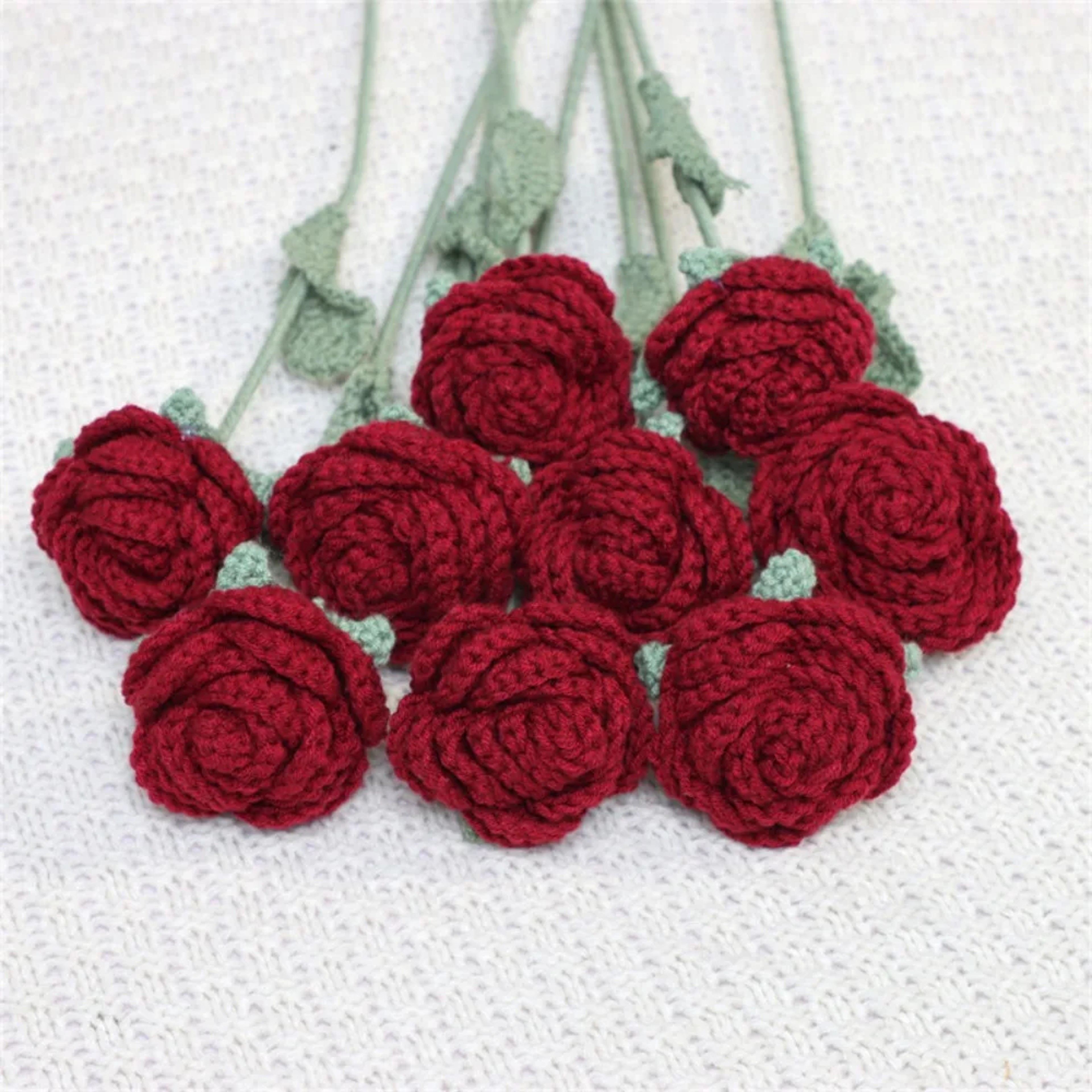 Faux Flower Arrangement, Handmade Knitted Rose Bouquet, Wedding Party Decorations – view 5