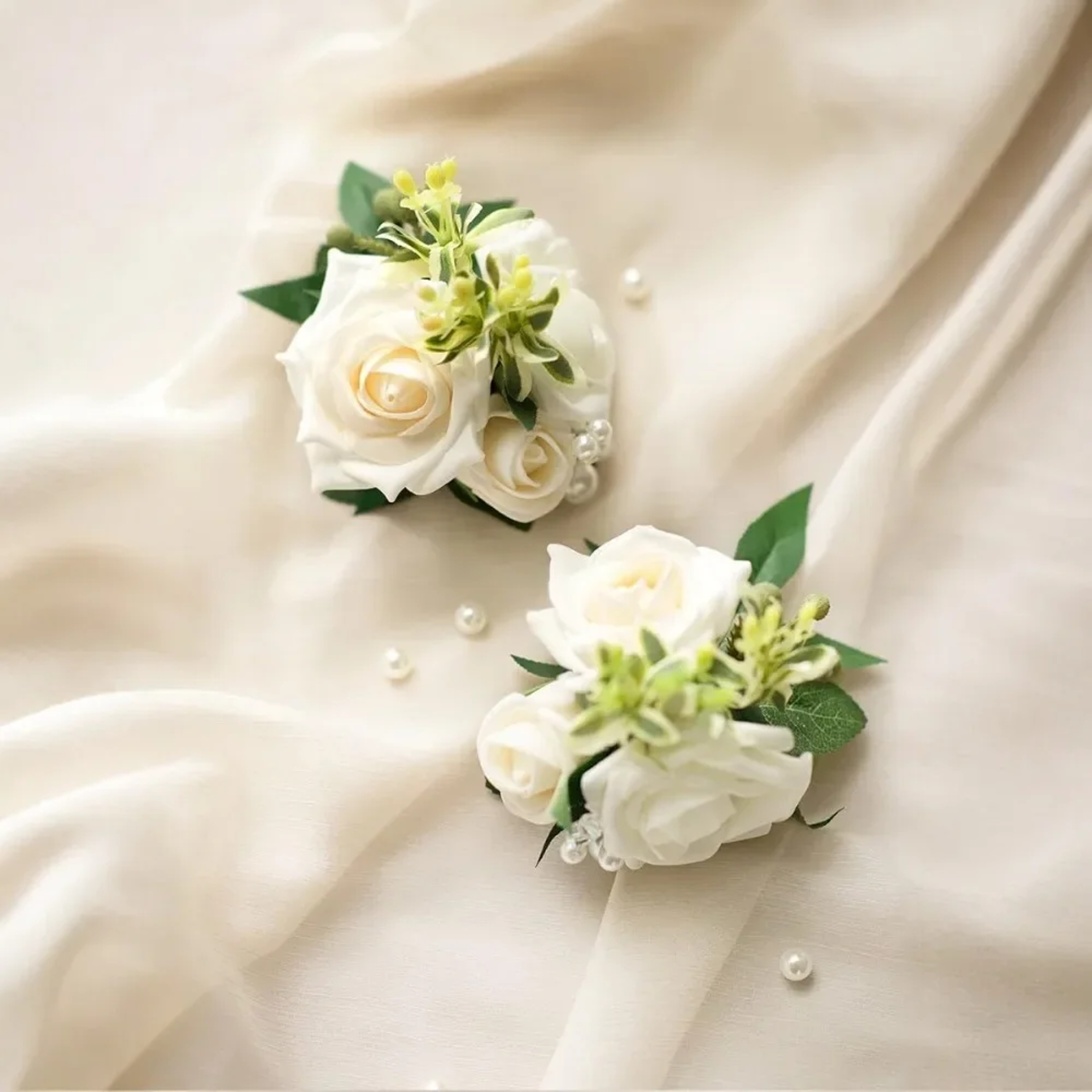 Bridal Wedding Home Decor, Elegant Artificial Silk Flower Wrist Corsage for Engagement Party – view 4