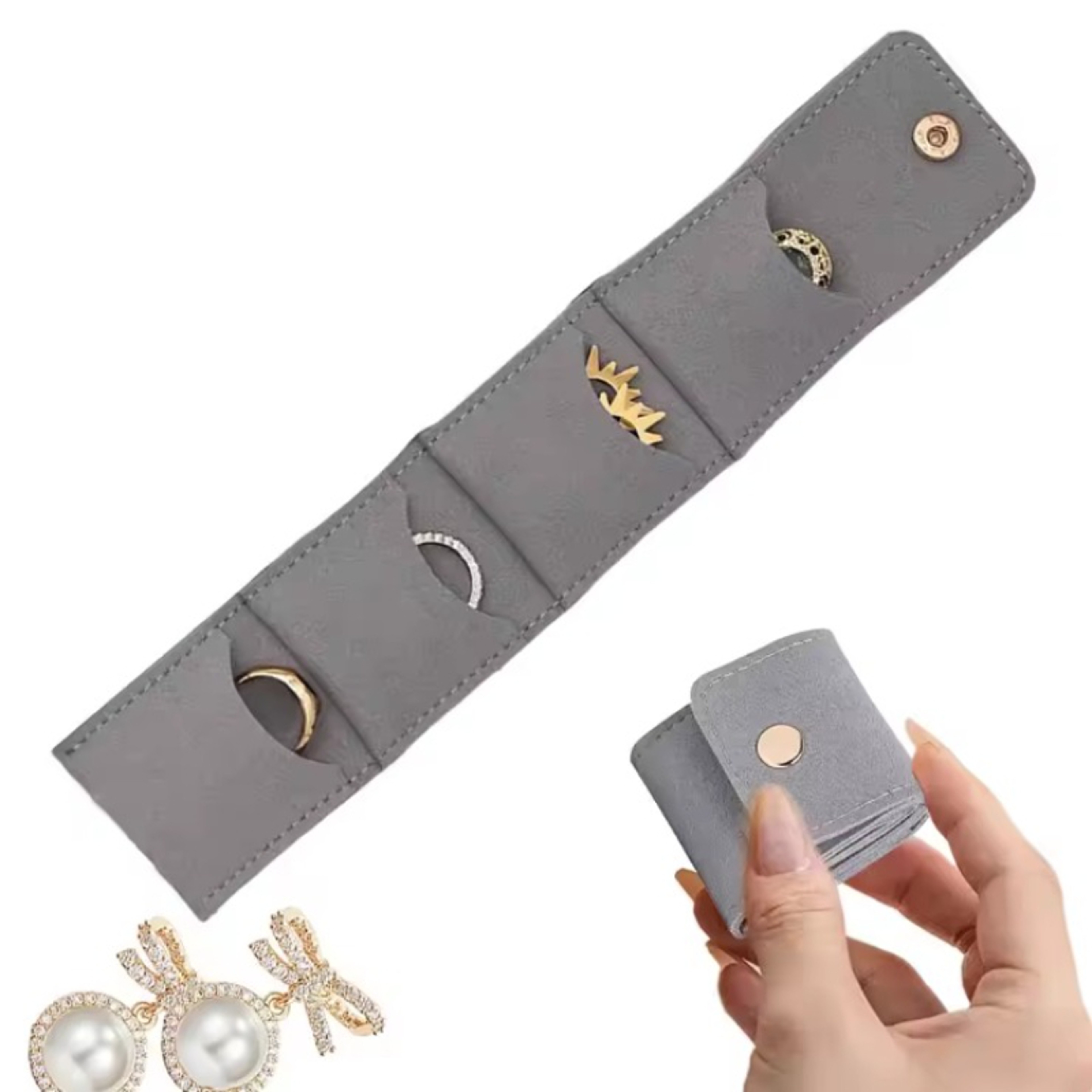 Compact Jewelry Bag Organizer, Travel Case for Earrings, Necklaces, and Rings – view 1