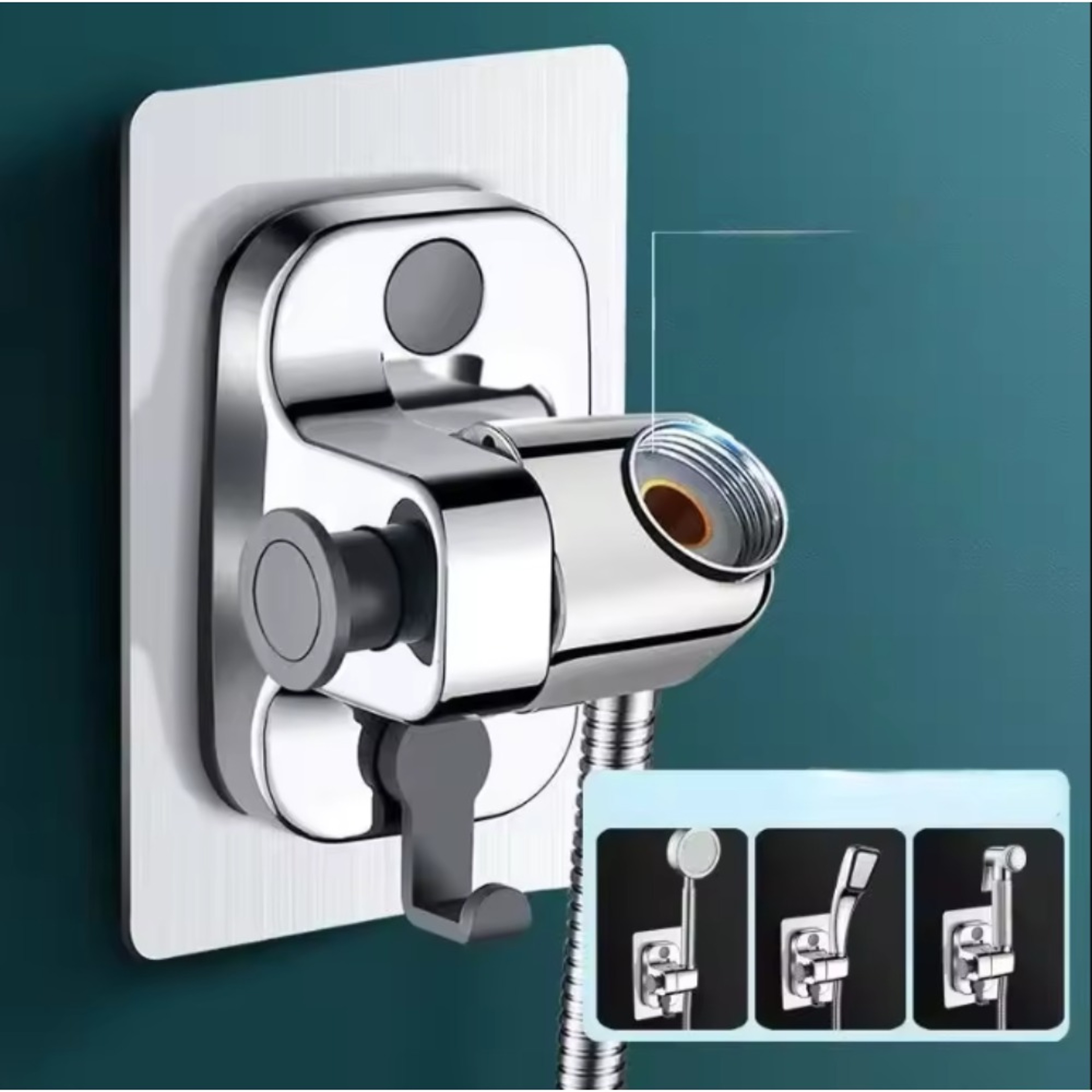 Wall Mounted Adjustable Shower Holder, Self-Adhesive Showerhead Bracket for Bathroom Accessories – view 5