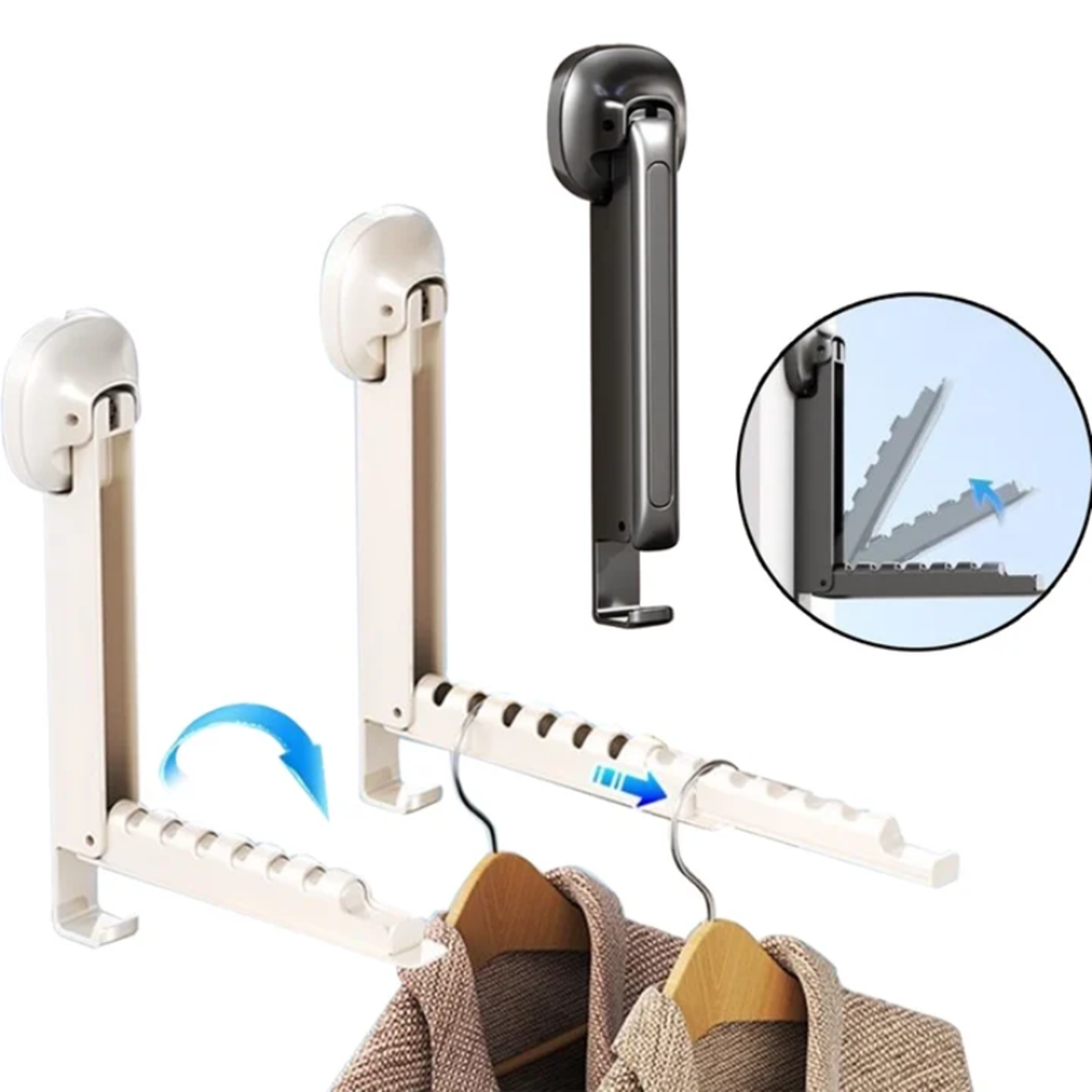Retractable Folding Clothes Drying Rack with Suction Cup, Wall-mounted Foldable Clothes Rack for Portable Use – view 1