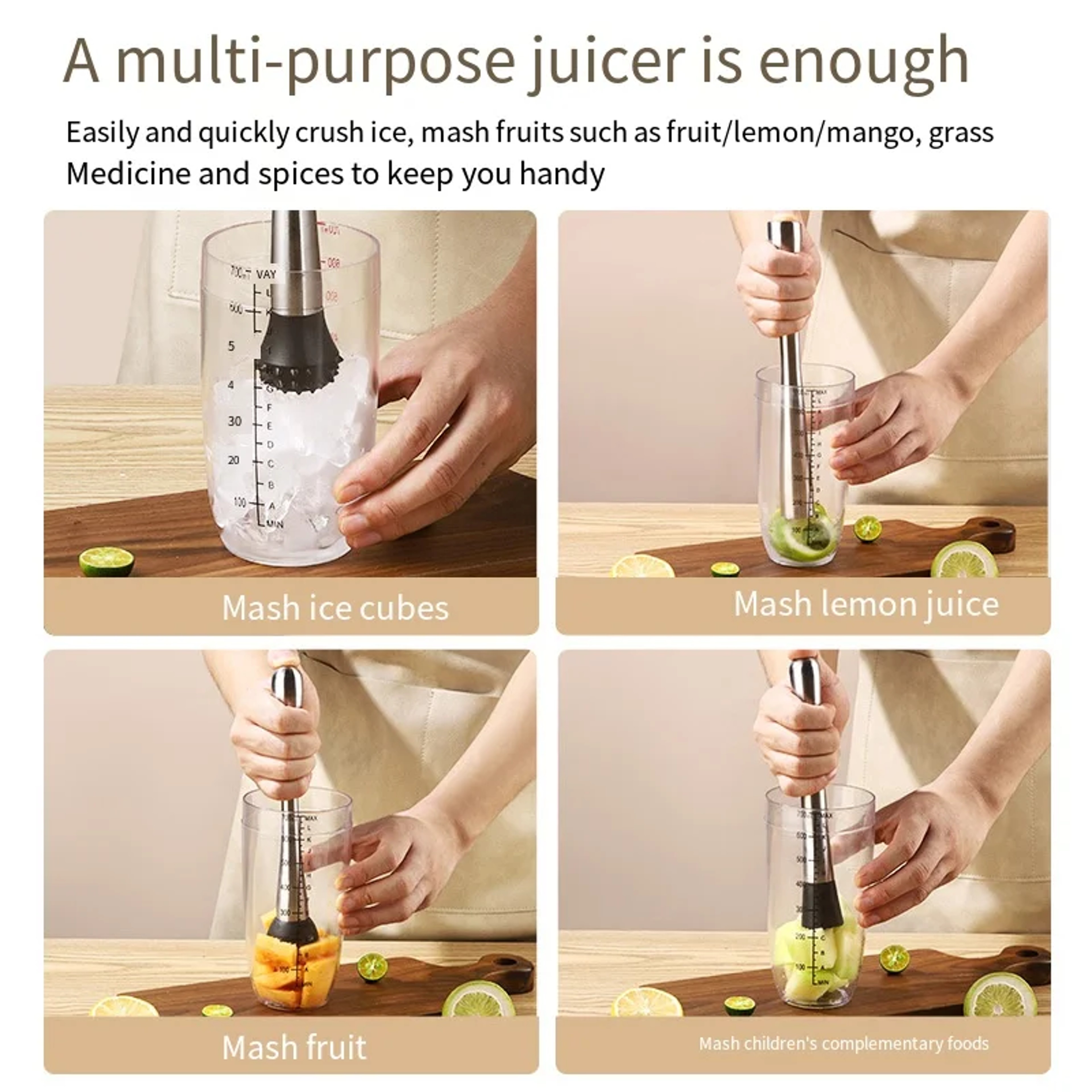 Multifunctional Popsicle Cocktail Swizzle Stick, New Stainless Steel Crushed Ice Hammer, Fruit Muddle Pestle for Bar Use – view 6