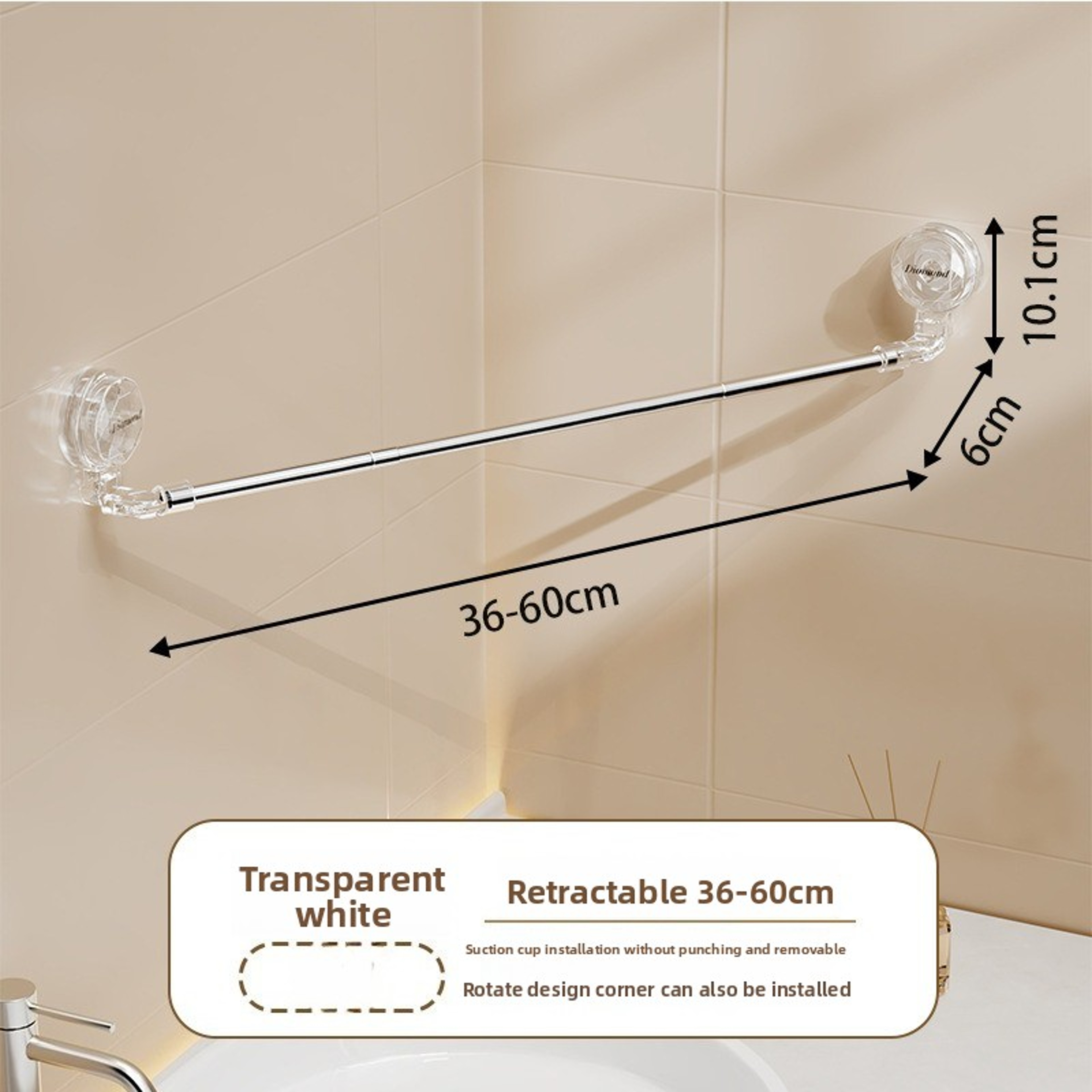 Stainless Steel Non Perforated Corner Towel Rack, Extendable Multifunctional Bathroom Storage Rack No Hooks – view 5