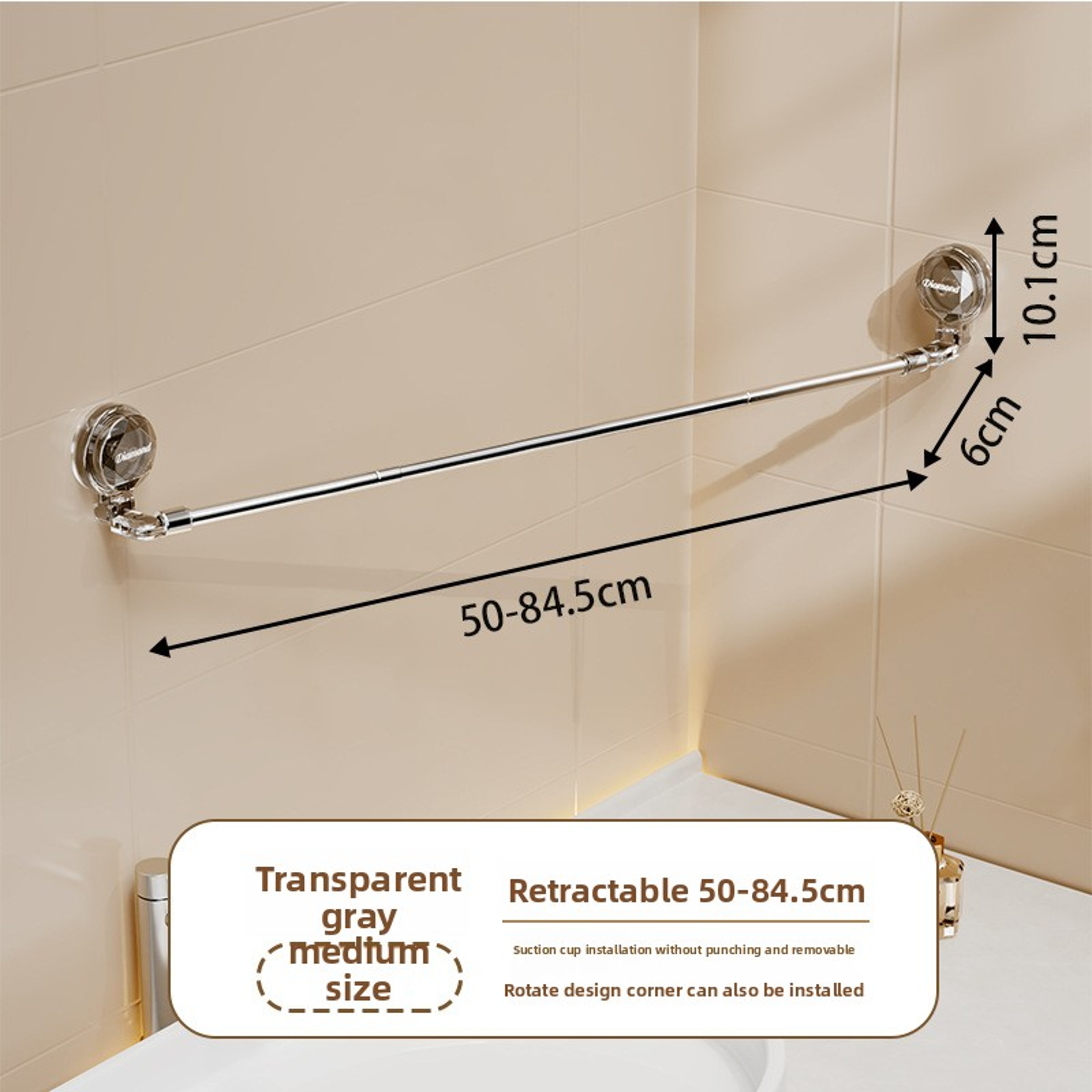 Stainless Steel Non Perforated Corner Towel Rack, Extendable Multifunctional Bathroom Storage Rack No Hooks – view 7