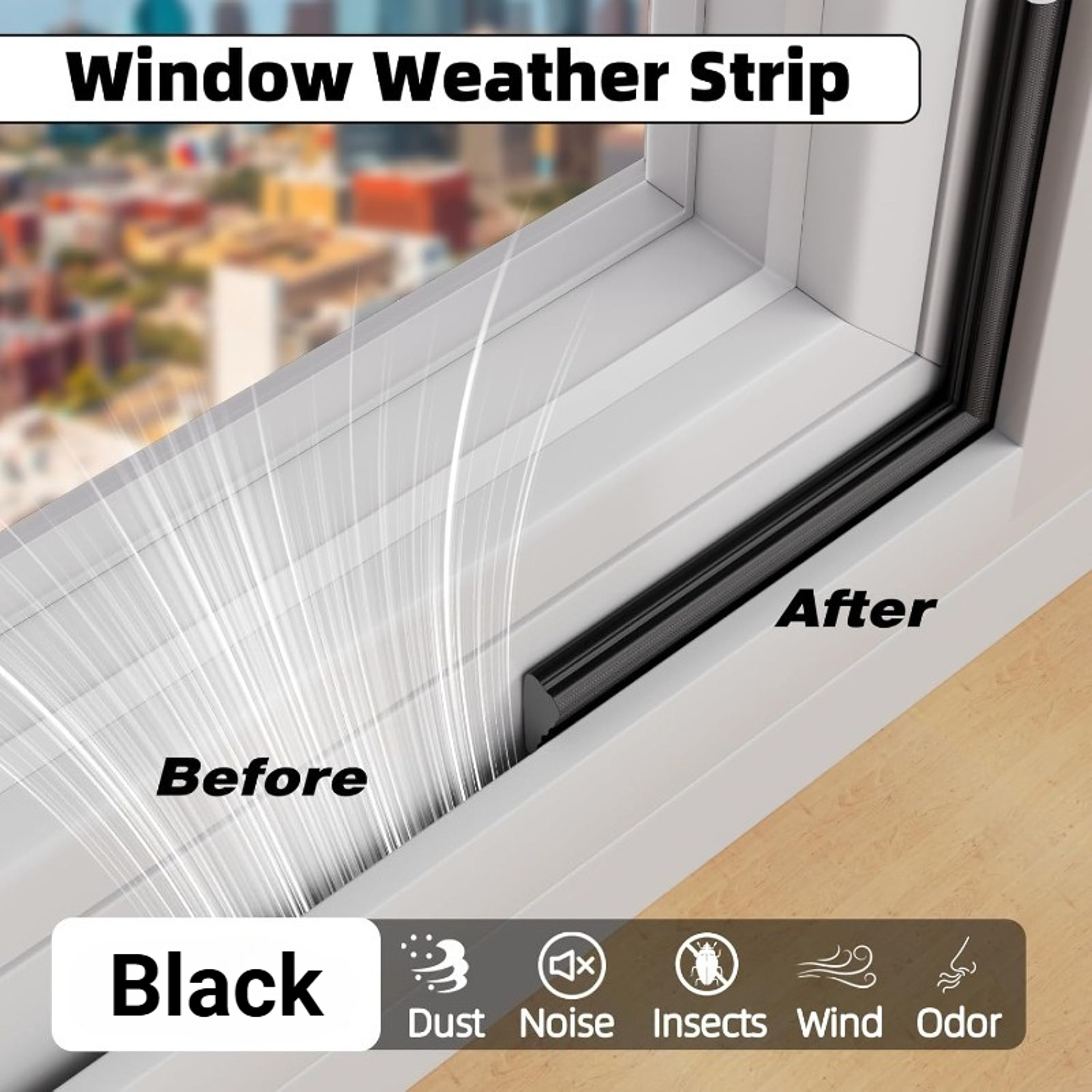 Weatherproof Gap Seal, Self Adhesive Wedge Draft Stopper for Winter Insulation, Soundproof and Windproof for Doors – view 3