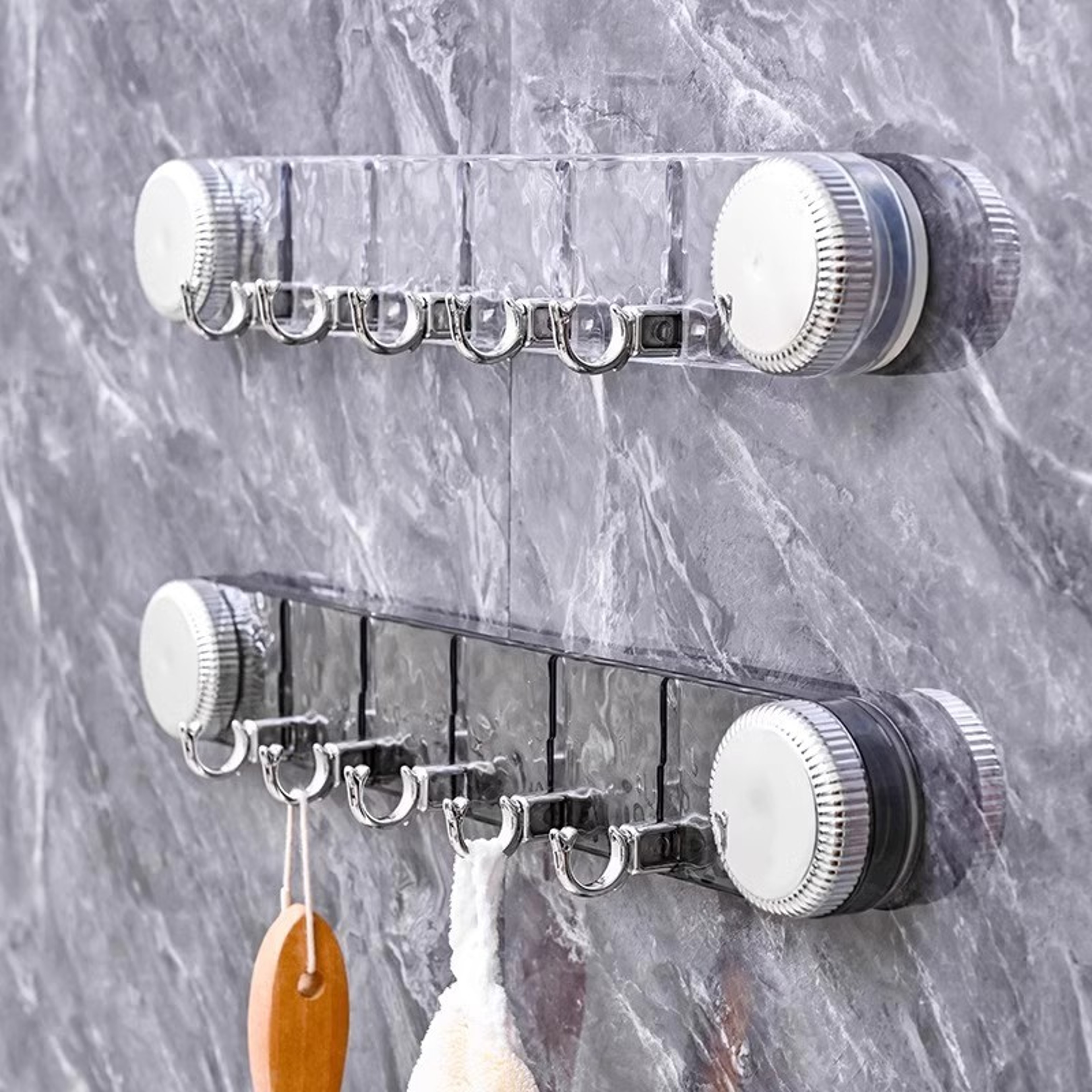 Hanging Clothes Hooks Behind Doors, Glacier Patterned Suction Cups for Towels and Clothes – view 5