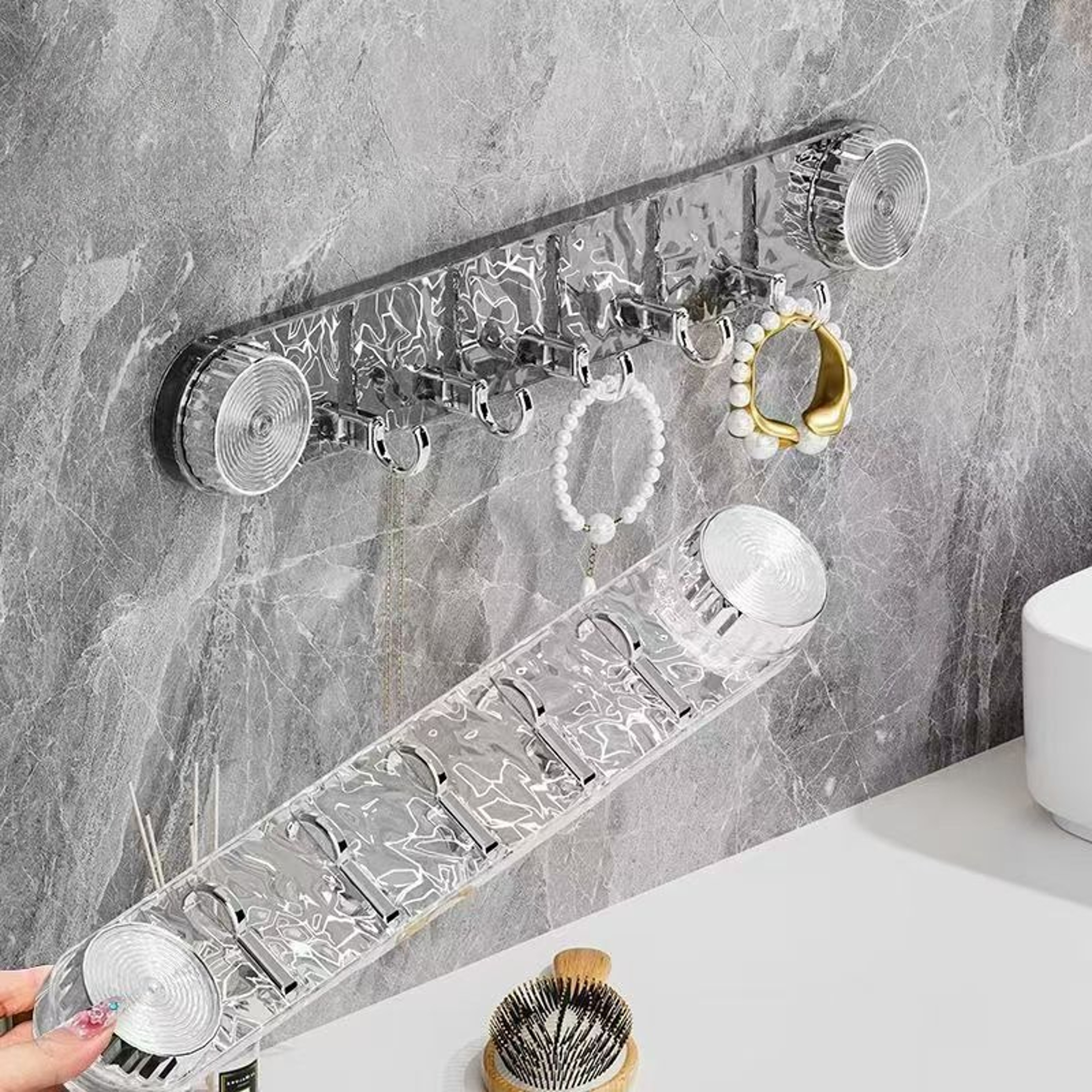 Hanging Clothes Hooks Behind Doors, Glacier Patterned Suction Cups for Towels and Clothes – view 6