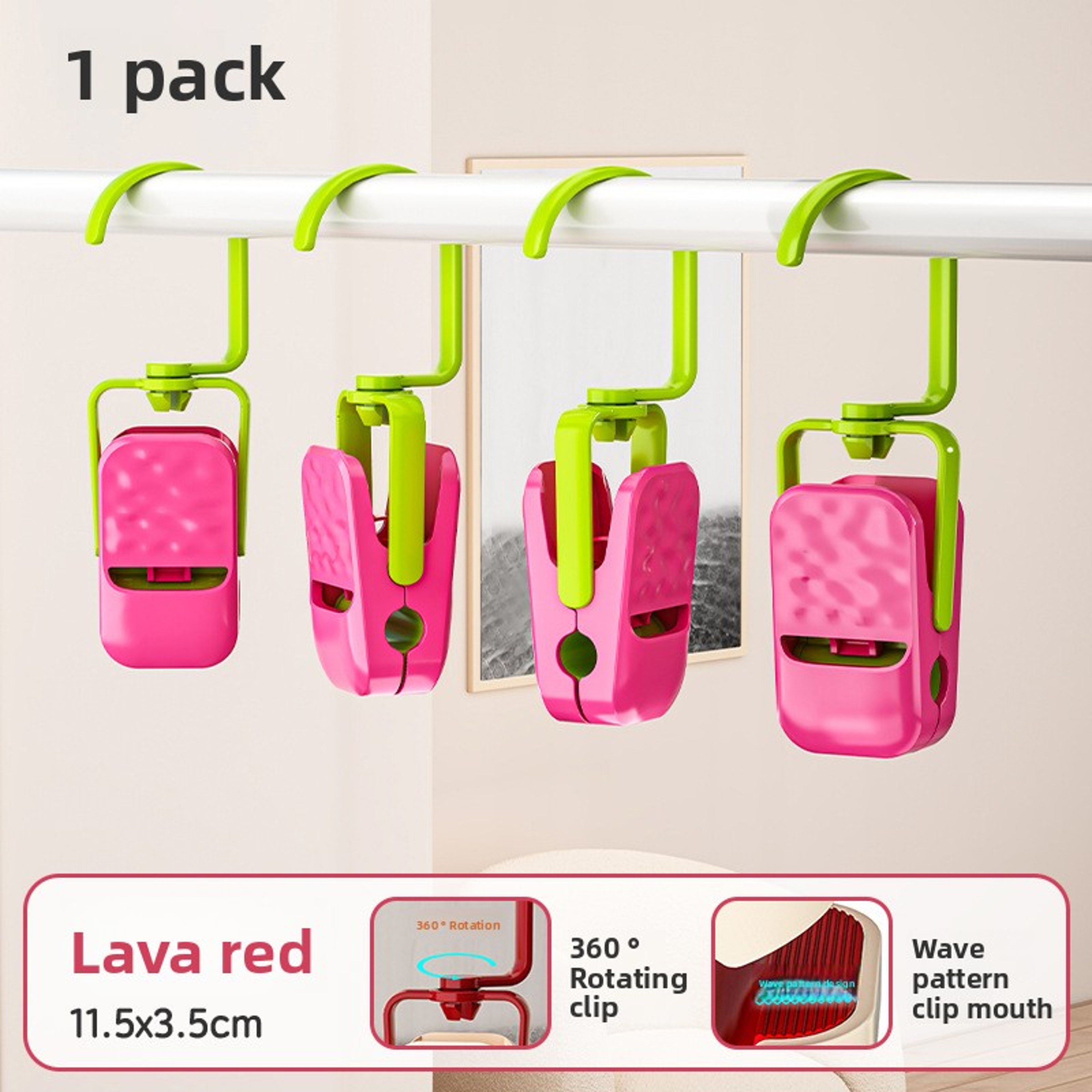 Dopamine Household Wardrobe Storage, Multi Portable Sock Drying Clips, Seamless Hook – view 8
