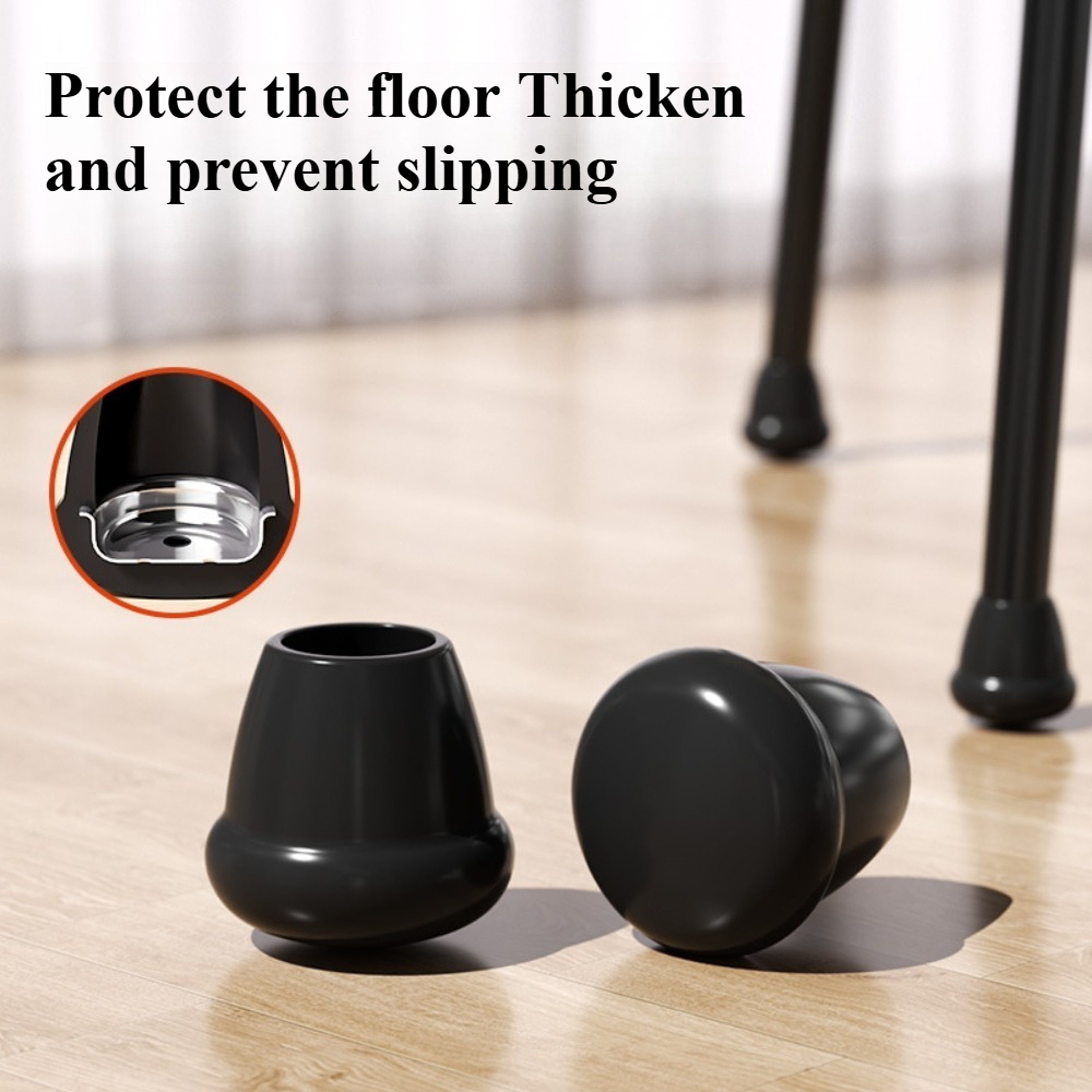 Scratch Resistant Furniture Leg Pads, Anti Slip Silicone Pads for Metal Chair Legs and Floor Protection – view 2