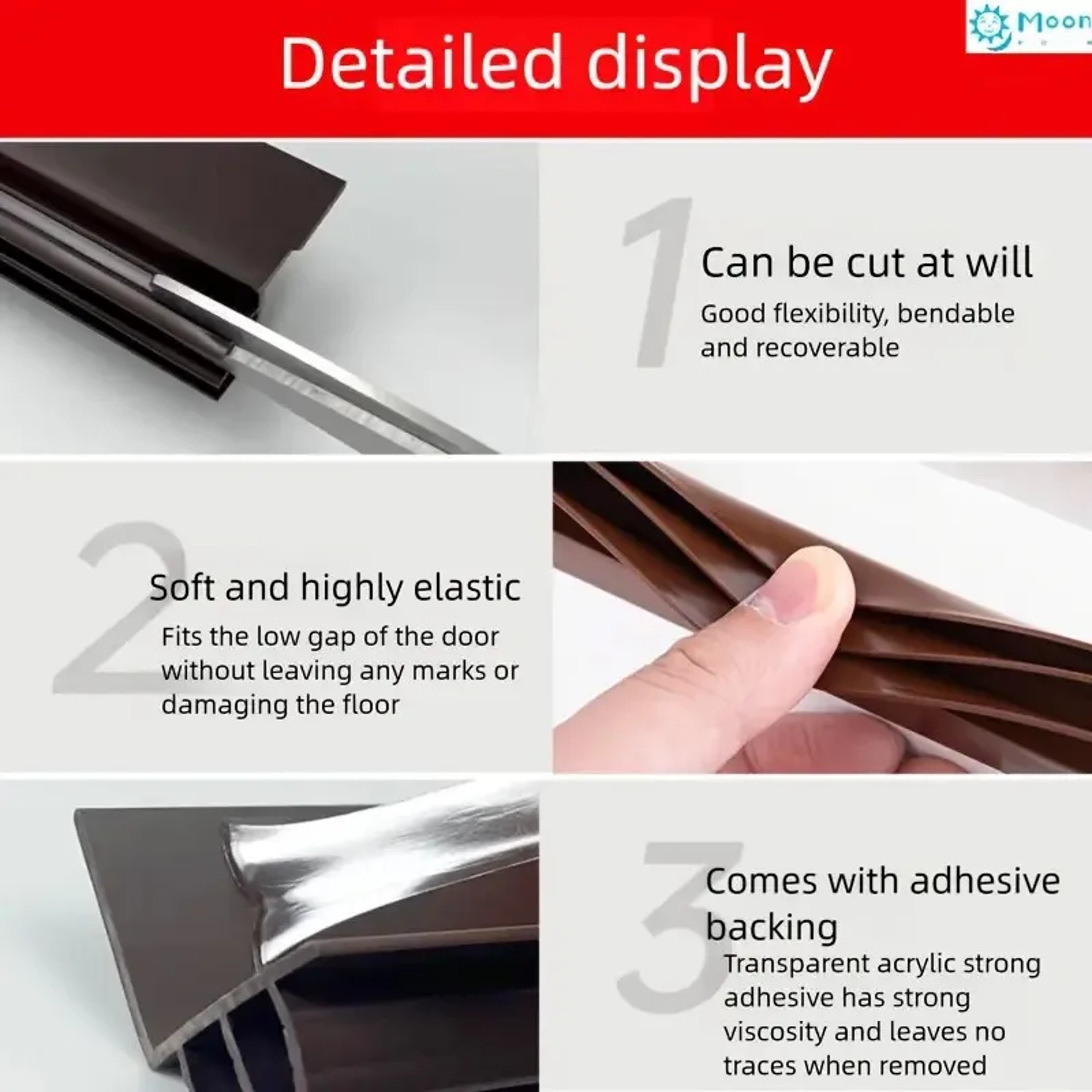 Windproof Soundproof Dustproof Elf Adhesive Door Bottom Seal Strip for Bedroom Bathroom Home Door Weatherstrip Entrance – view 5