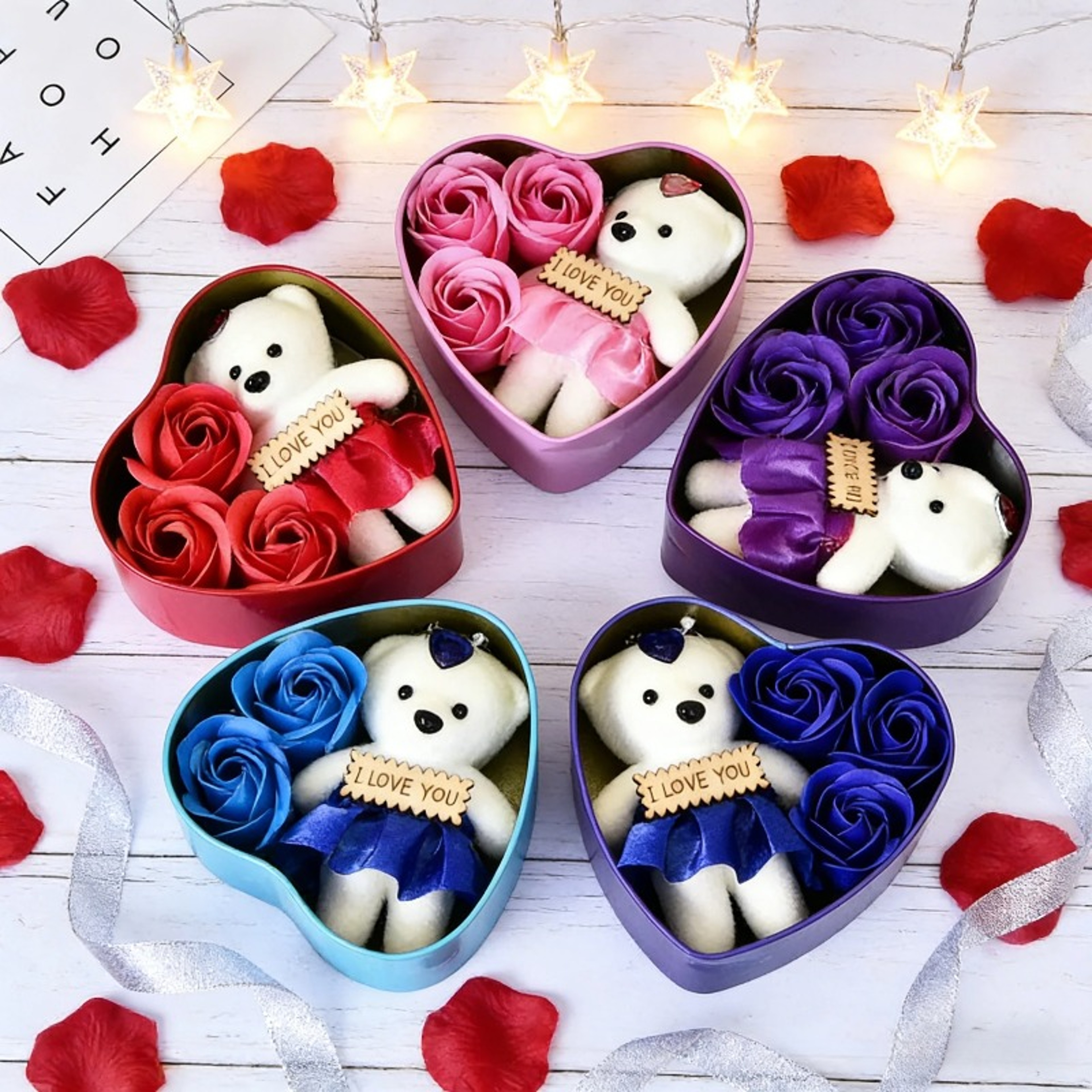 Soap Rose Bouquet, Romantic Valentines Gift for Her, Wedding Anniversary Heart Shaped Box Home Decor Ornament – view 3