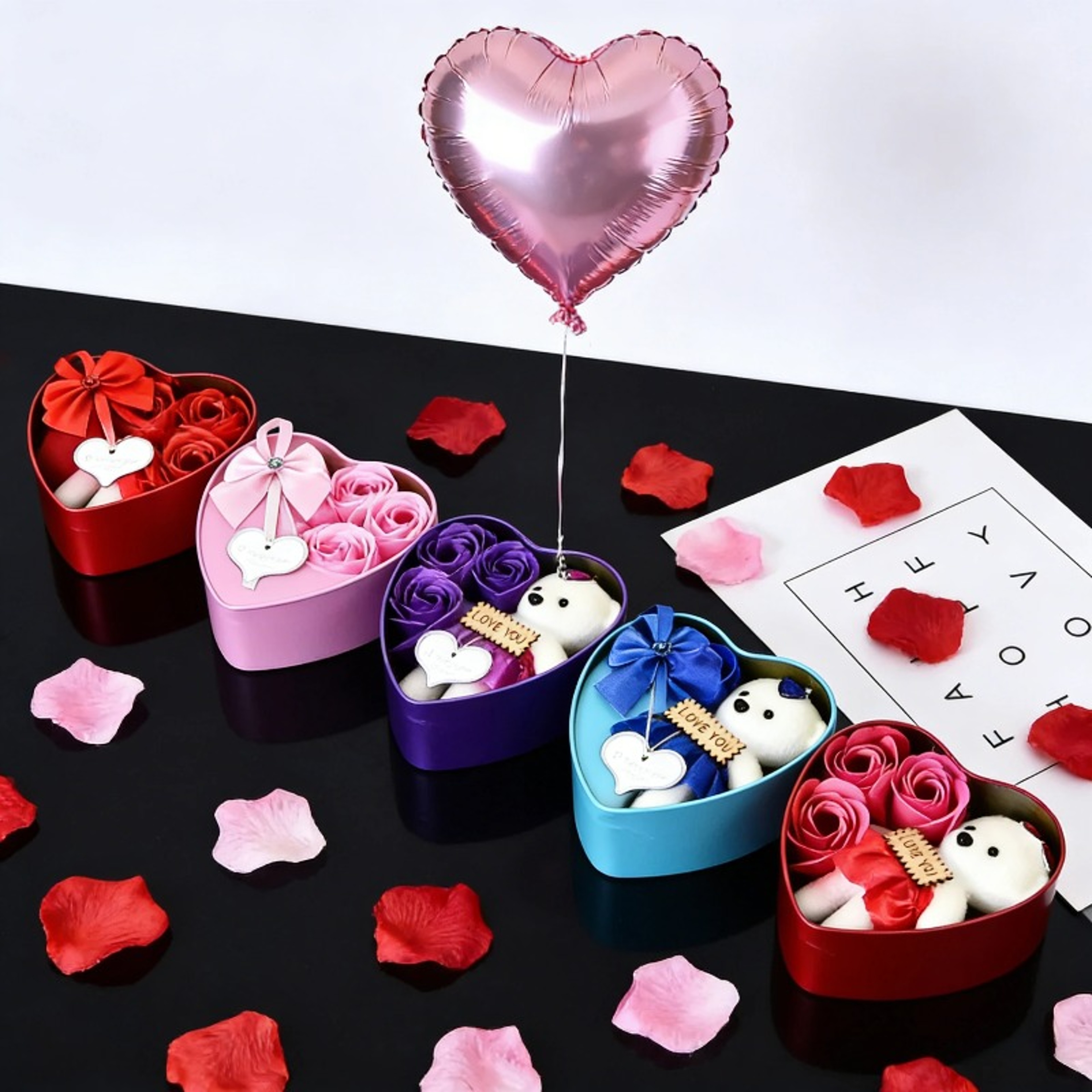 Soap Rose Bouquet, Romantic Valentines Gift for Her, Wedding Anniversary Heart Shaped Box Home Decor Ornament – view 4