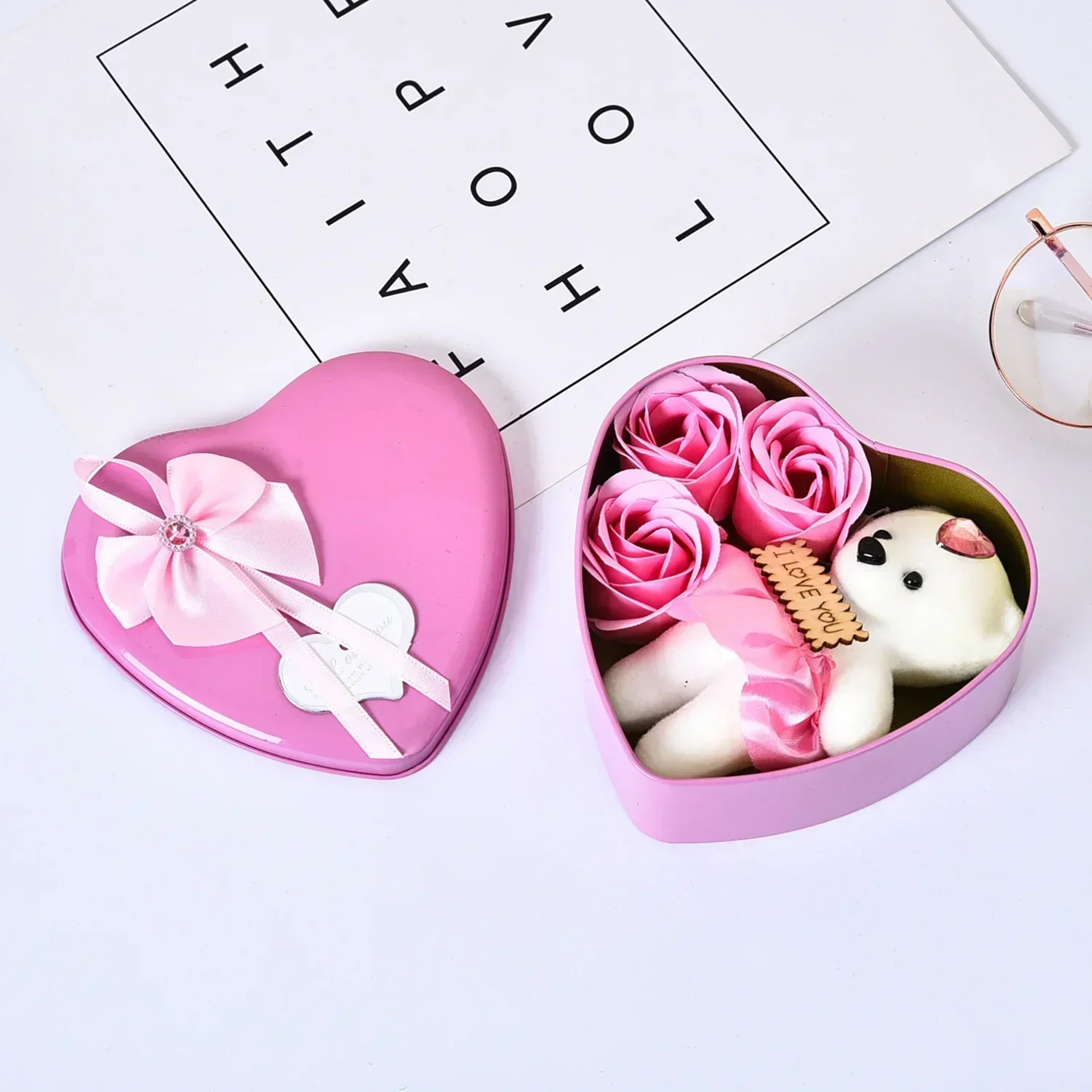 Soap Rose Bouquet, Romantic Valentines Gift for Her, Wedding Anniversary Heart Shaped Box Home Decor Ornament – view 7