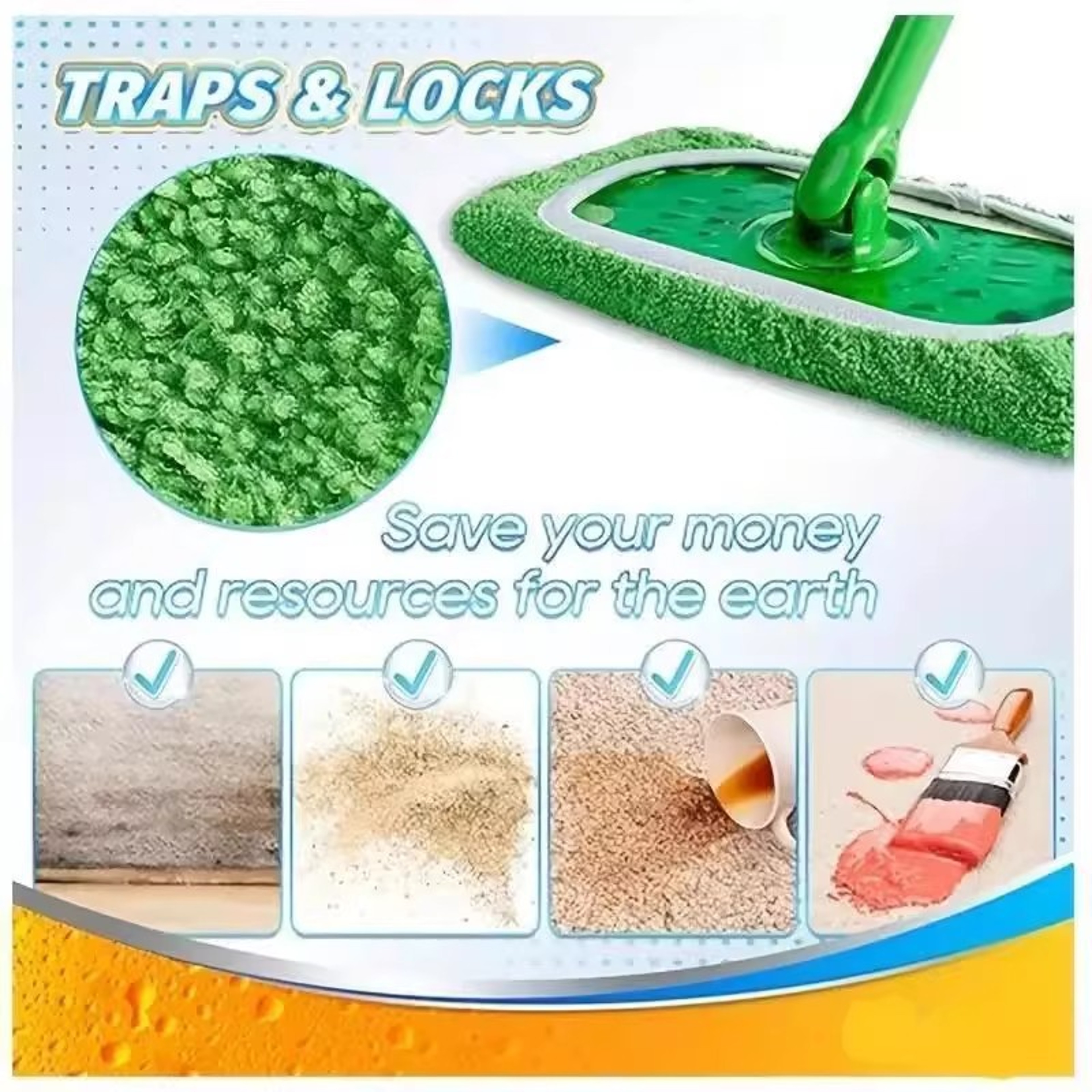 Mopping Flat Mop Replacement Cover, Elastic Band, Wet and Dry Use for Easy Cleaning – view 3