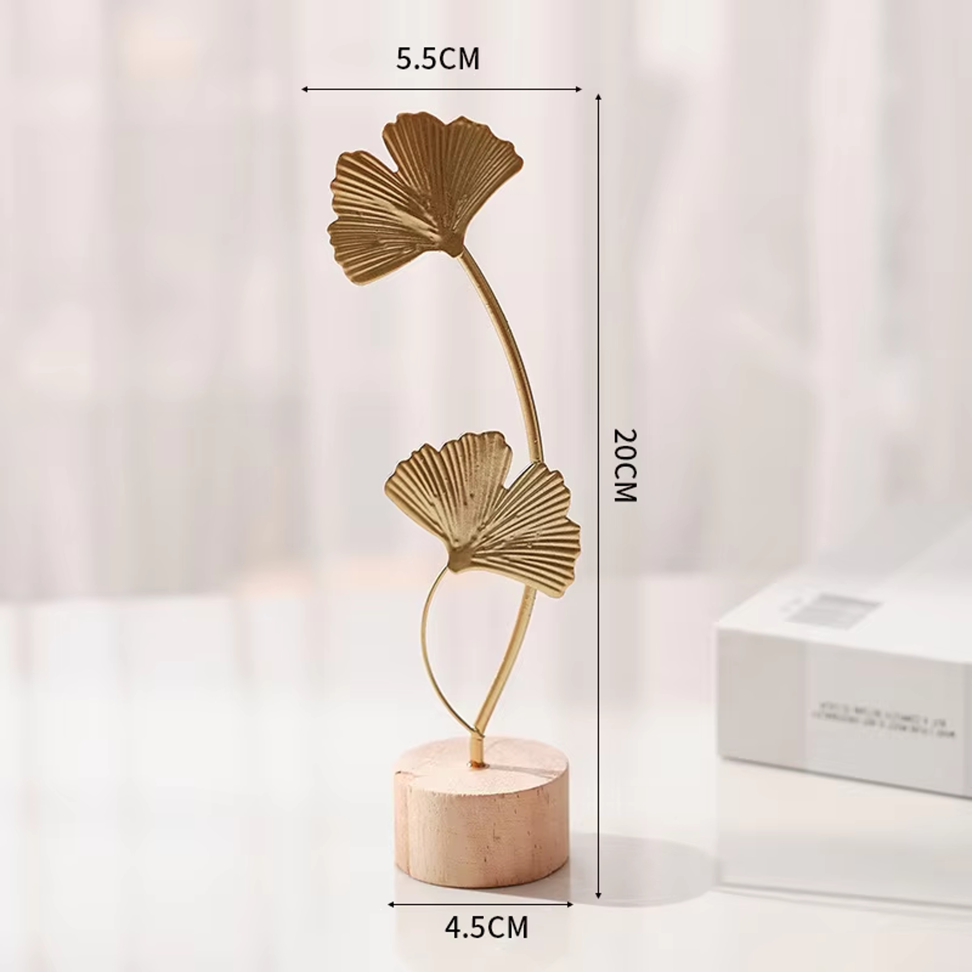 Golden Ginkgo Leaf Metal Sculptures, Manual Desktop Figurines, Home Decor Statues and Photo Props – view 6