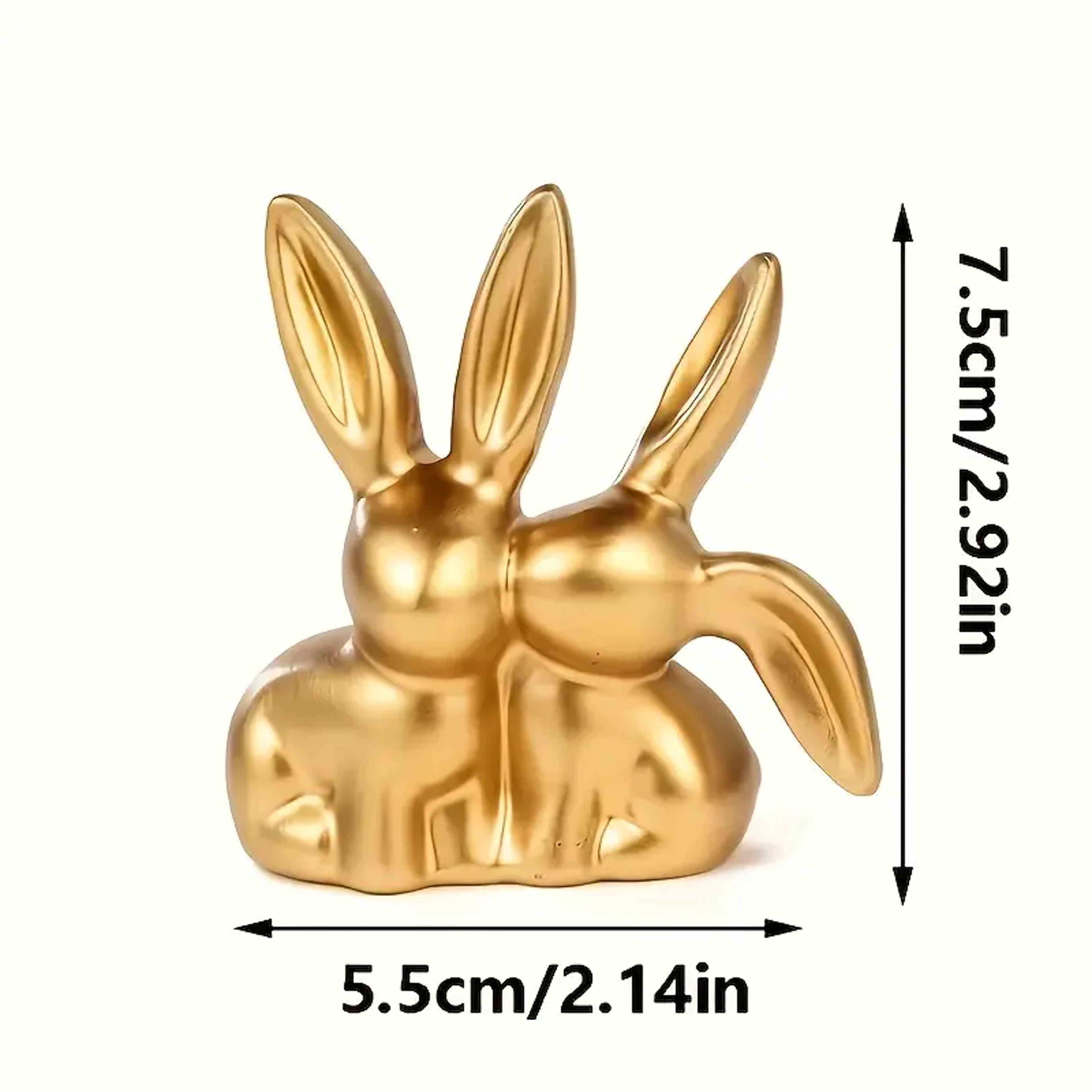 Collectible Figurine, Golden Cute Double Rabbit Ornament for Creative Home Desktop Decor – view 3