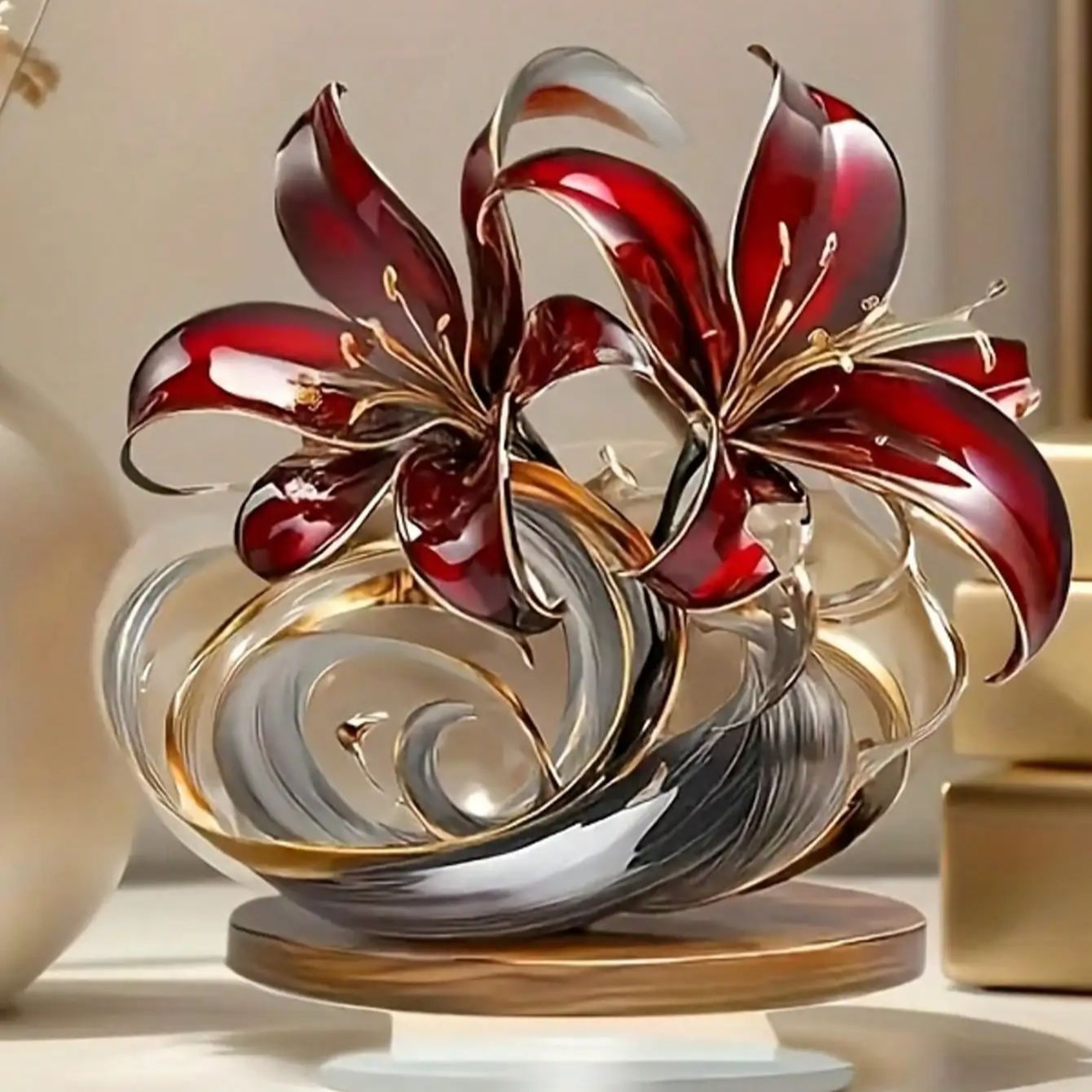 Versatile Home, Office, Cafe Decoration Featuring Bohemian Red Lily – view 2