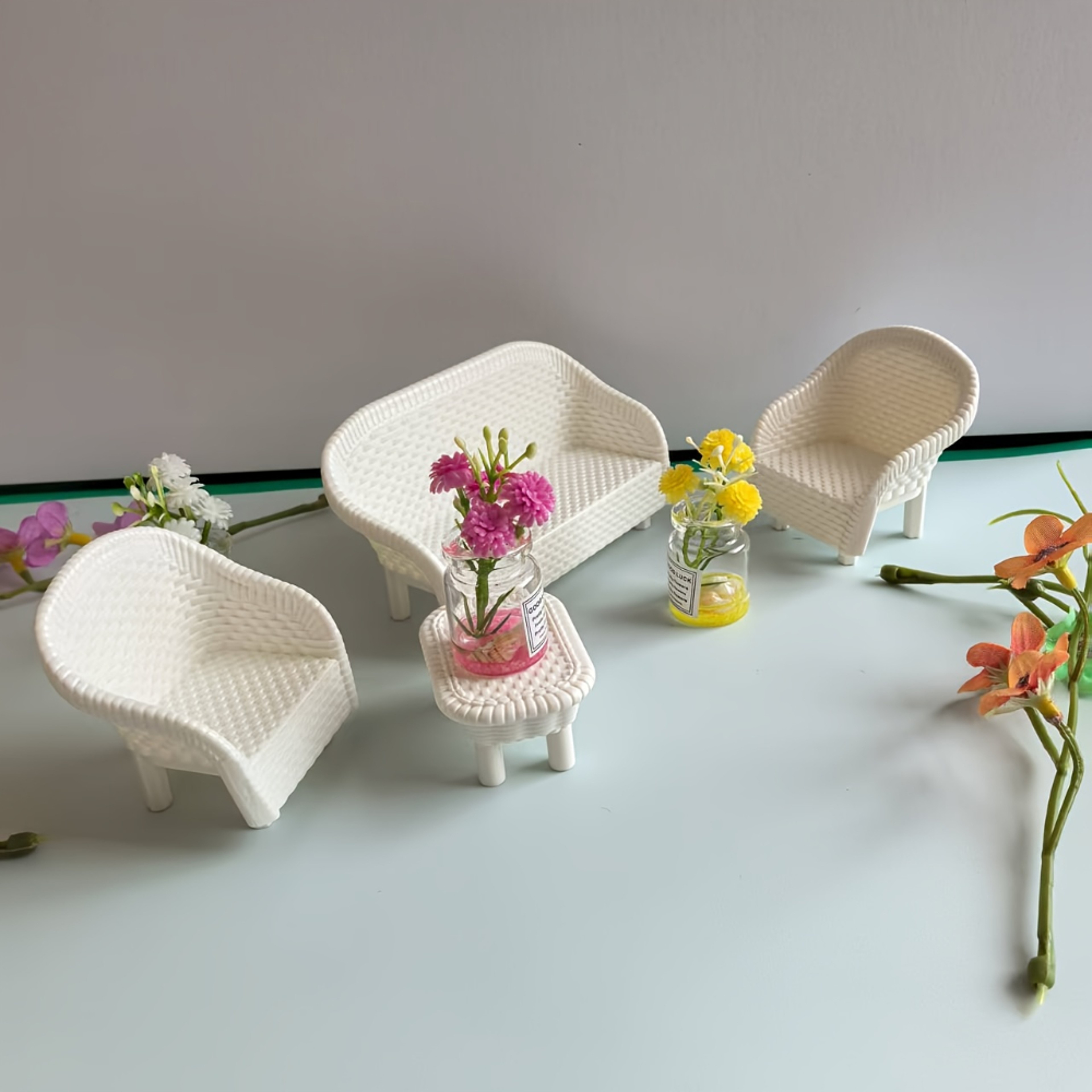 Dollhouse Coffee Table and Chair Decoration Sets, Ideal for Kitchens, Bedrooms – view 6