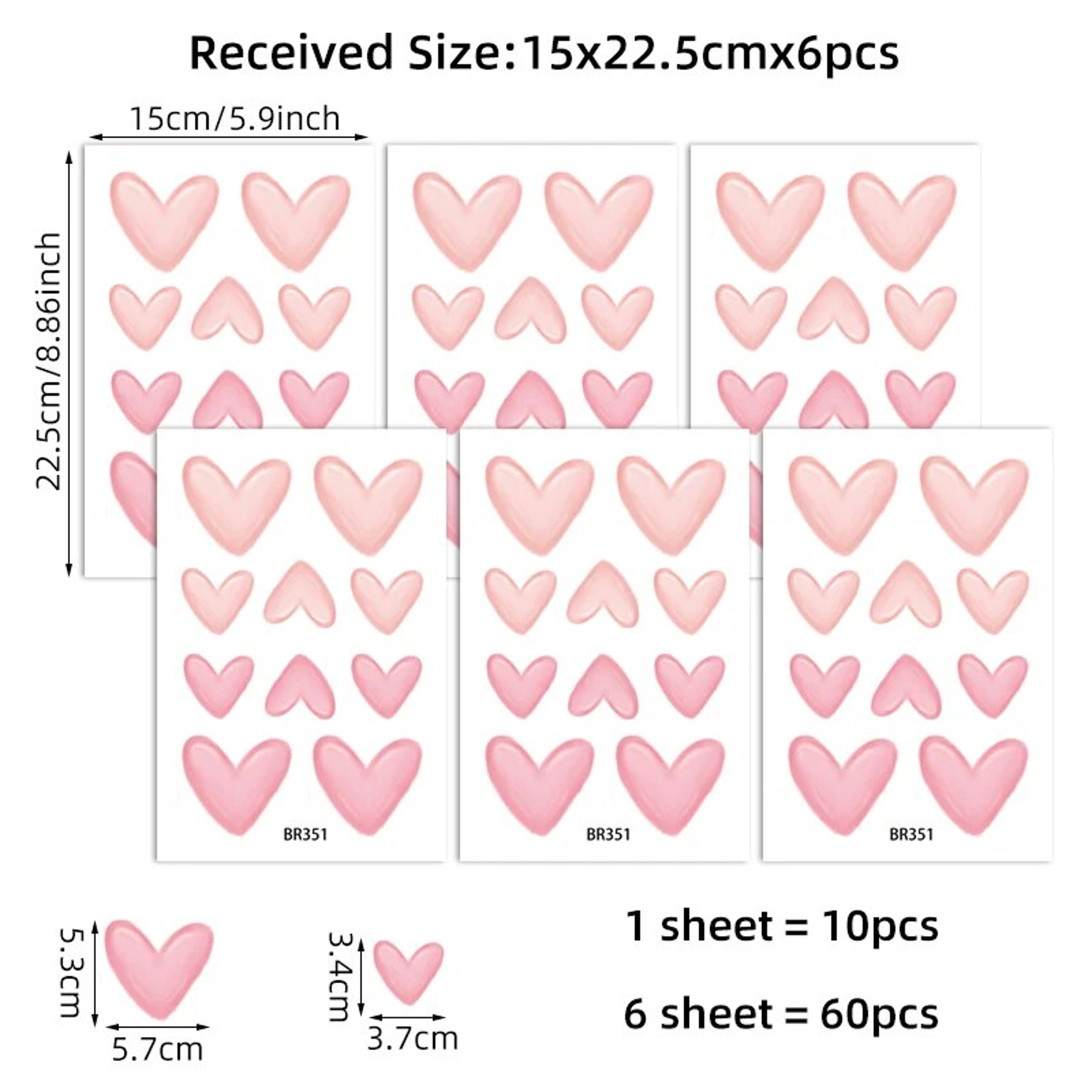 Waterproof Pink Heart Shape Wall Stickers for Kids, Removable PVC, Home Decoration for Kindergarten Rooms – view 7