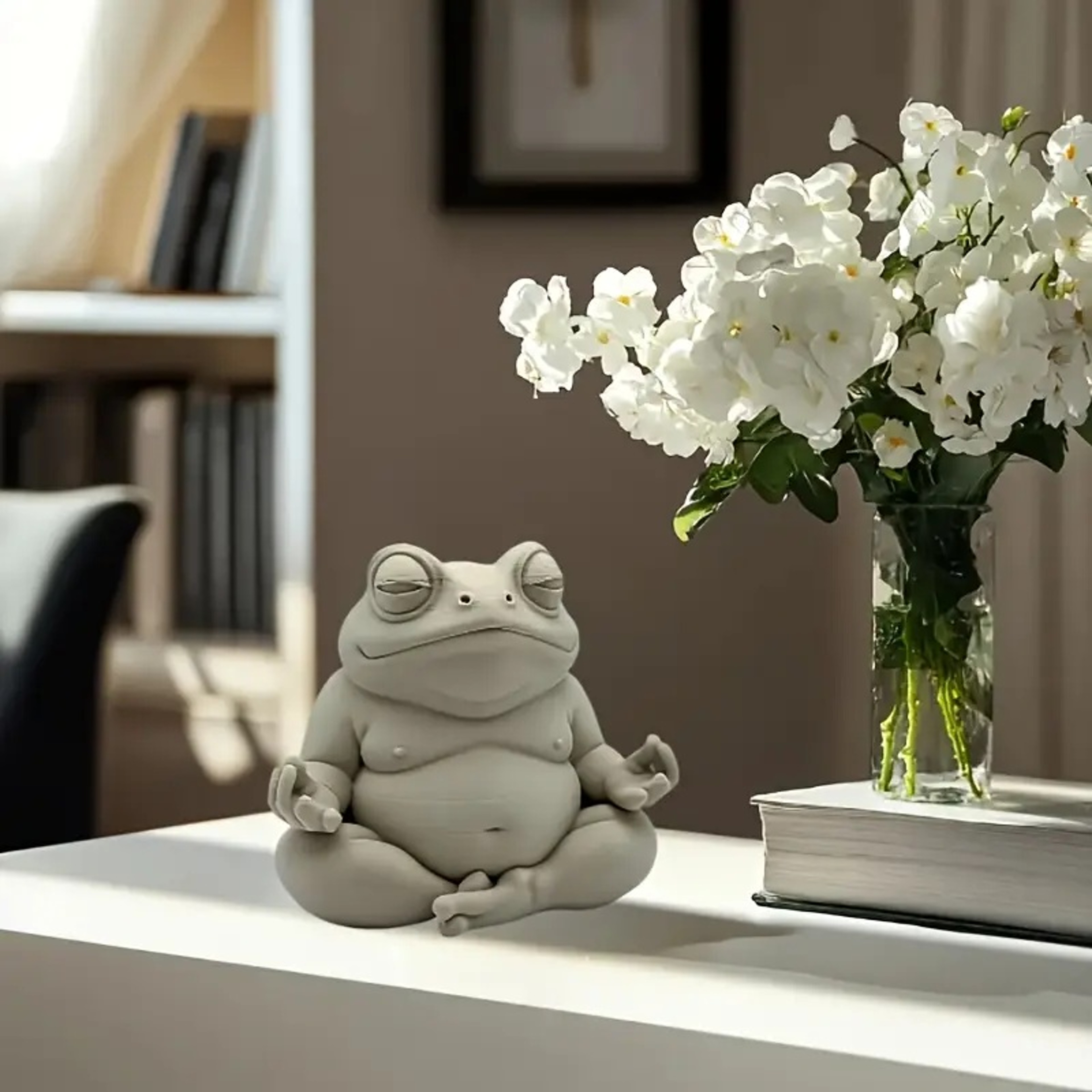 Meditation Frog Figurine, Chubby Zen Frog Print, Perfect Gift for Home & Office Decoration – view 5