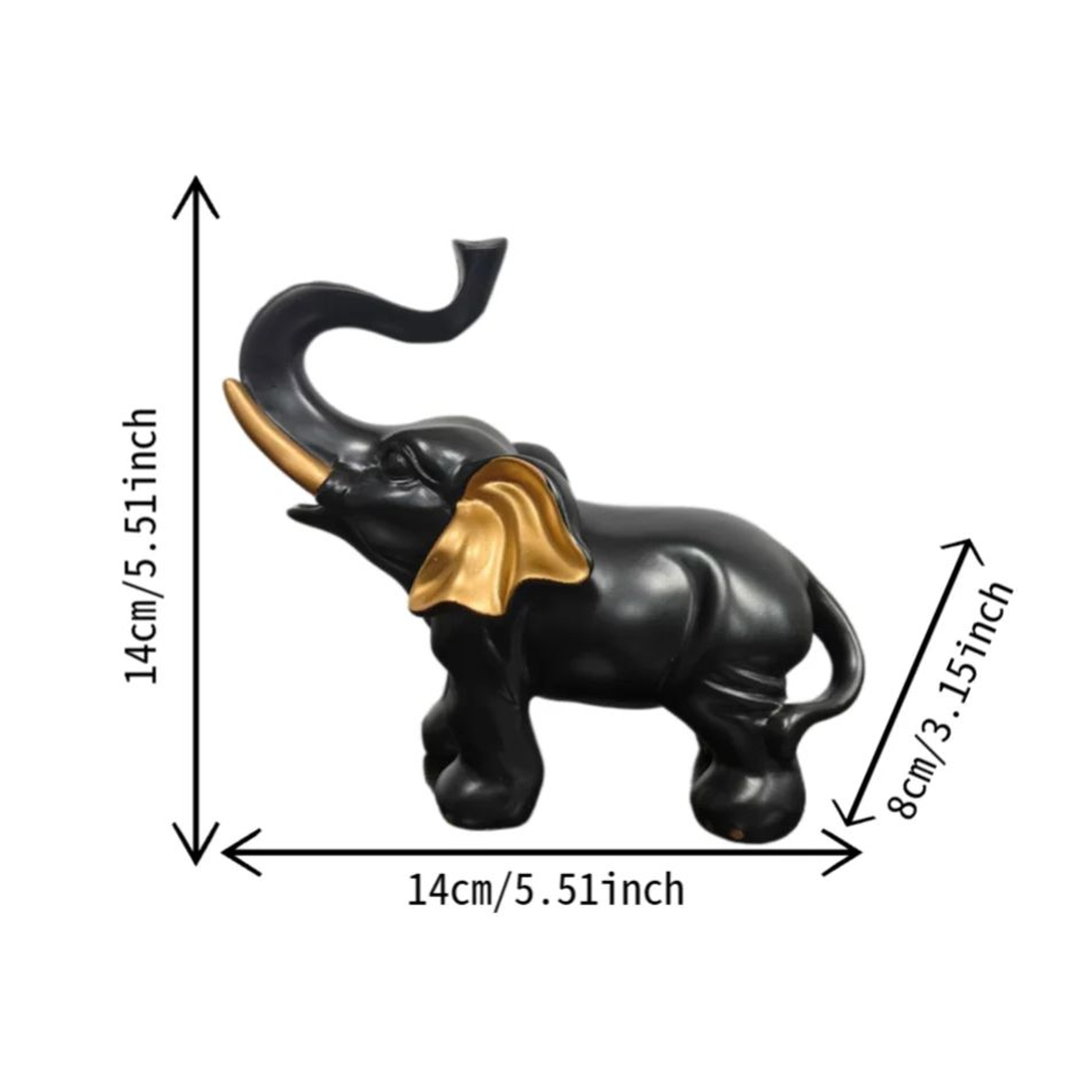 Living Room Desktop Decoration, Black Gold Lucky Elephant Statue Ornament, Home Soft Display – view 7