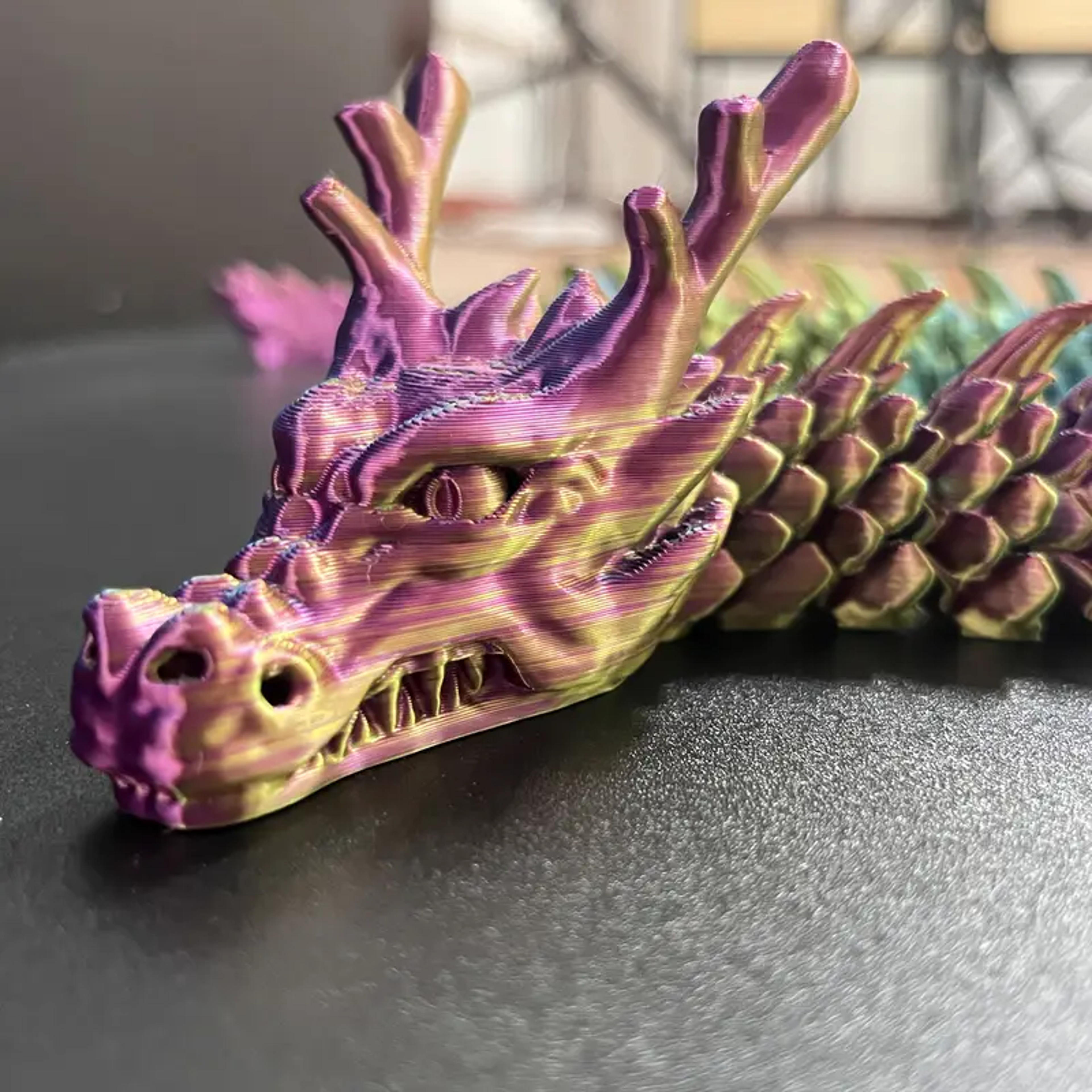 Flexible Joints for Customizable Poses, Printed Chinese Dragon Ornament, Unique Anime-Inspired Collectible – view 1
