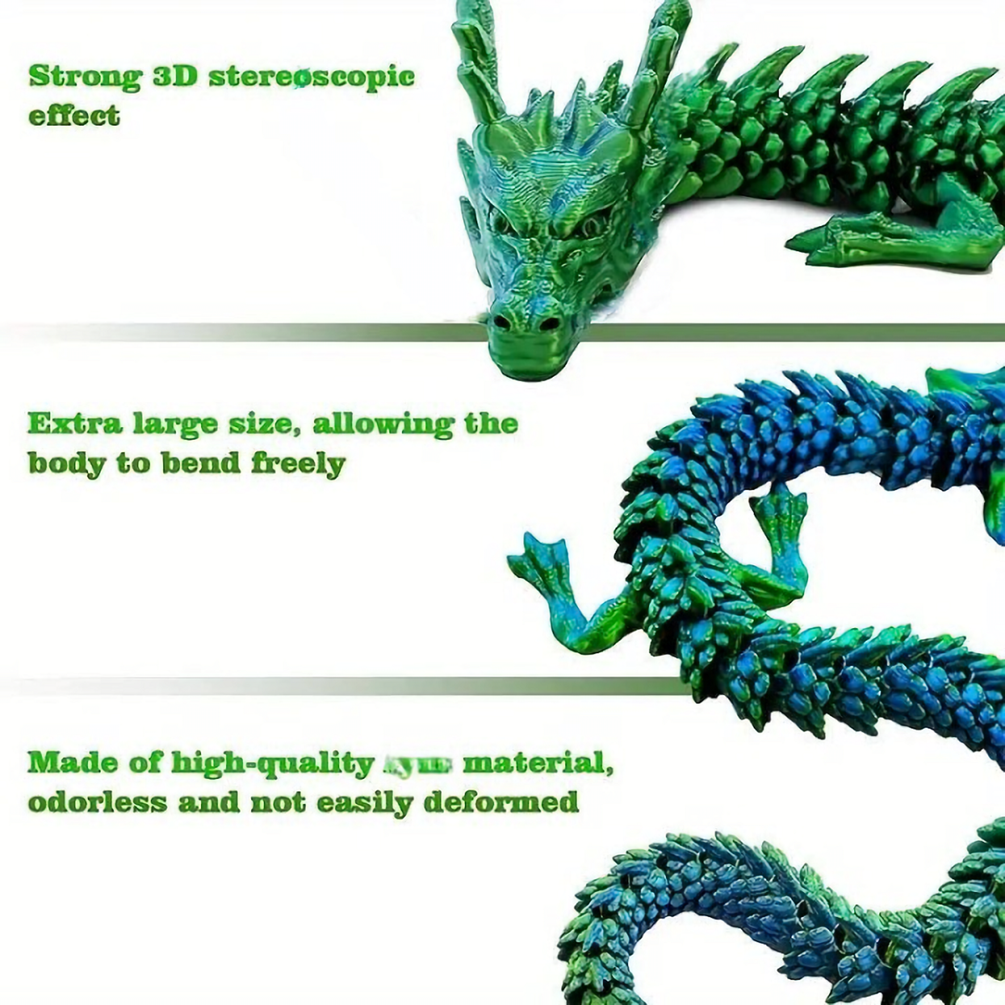 Flexible Joints for Customizable Poses, Printed Chinese Dragon Ornament, Unique Anime-Inspired Collectible – view 5