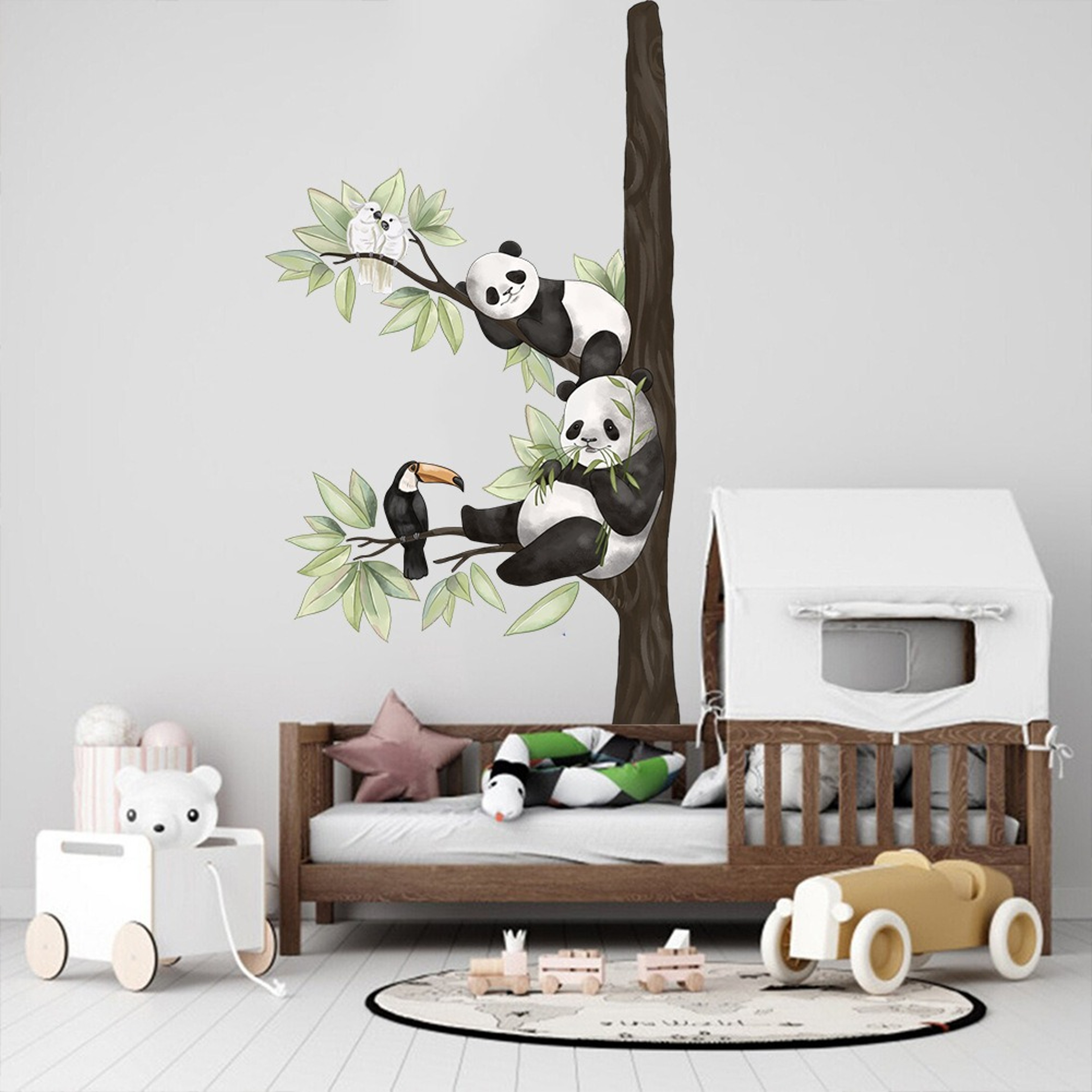 Children's Room Cartoon Cute Panda Branch Wall Stickers, Home Decoration for Kids and Kindergartens – view 1