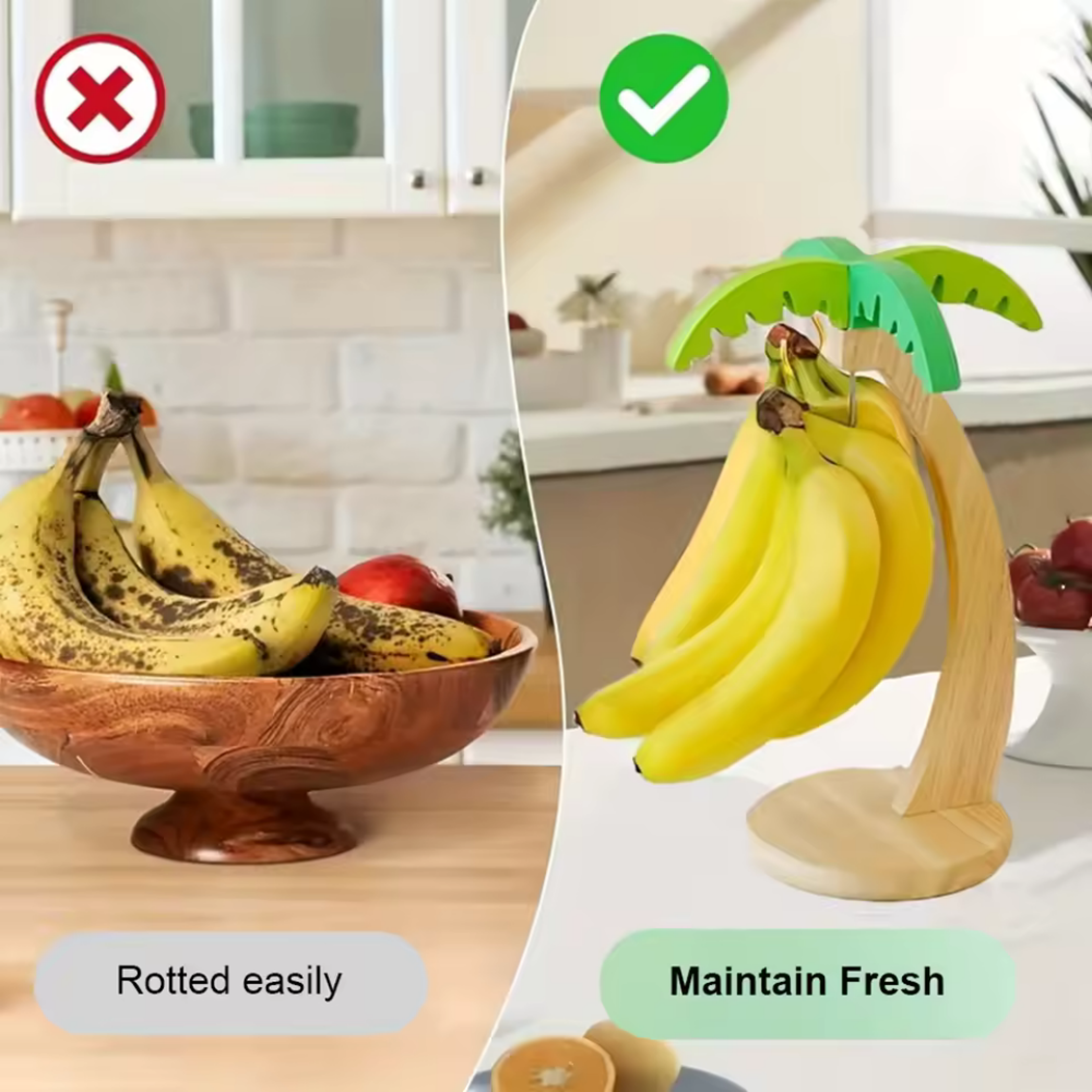 Palm Tree Wooden Banana Hanger, Modern Minimalist Kitchen Storage Rack, Multi-Purpose Home Decor, Trendy Gadget – view 3