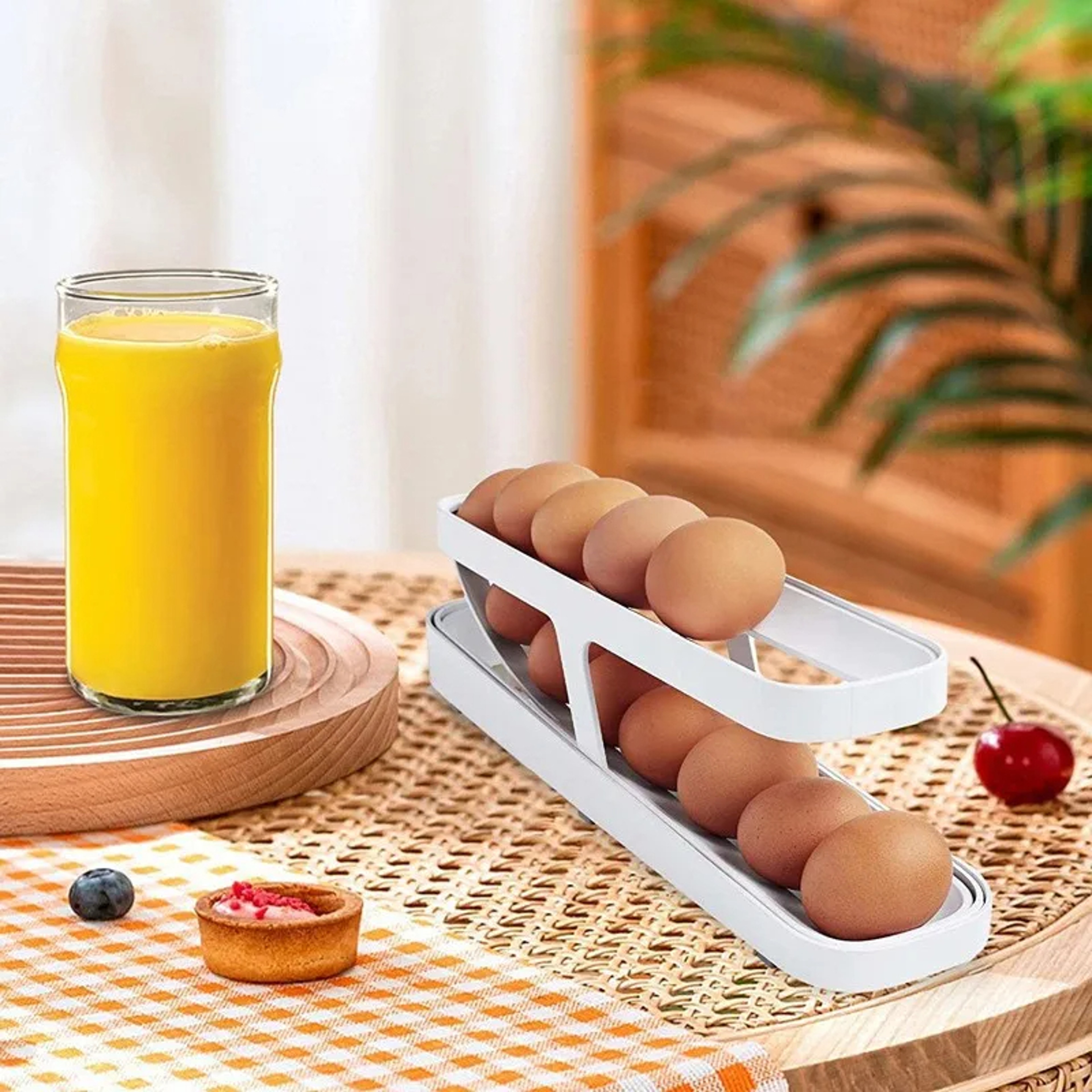 Egg Dispenser for Kitchen, Automatic Scrolling Egg Rack Holder, Storage Box Organizer – view 3