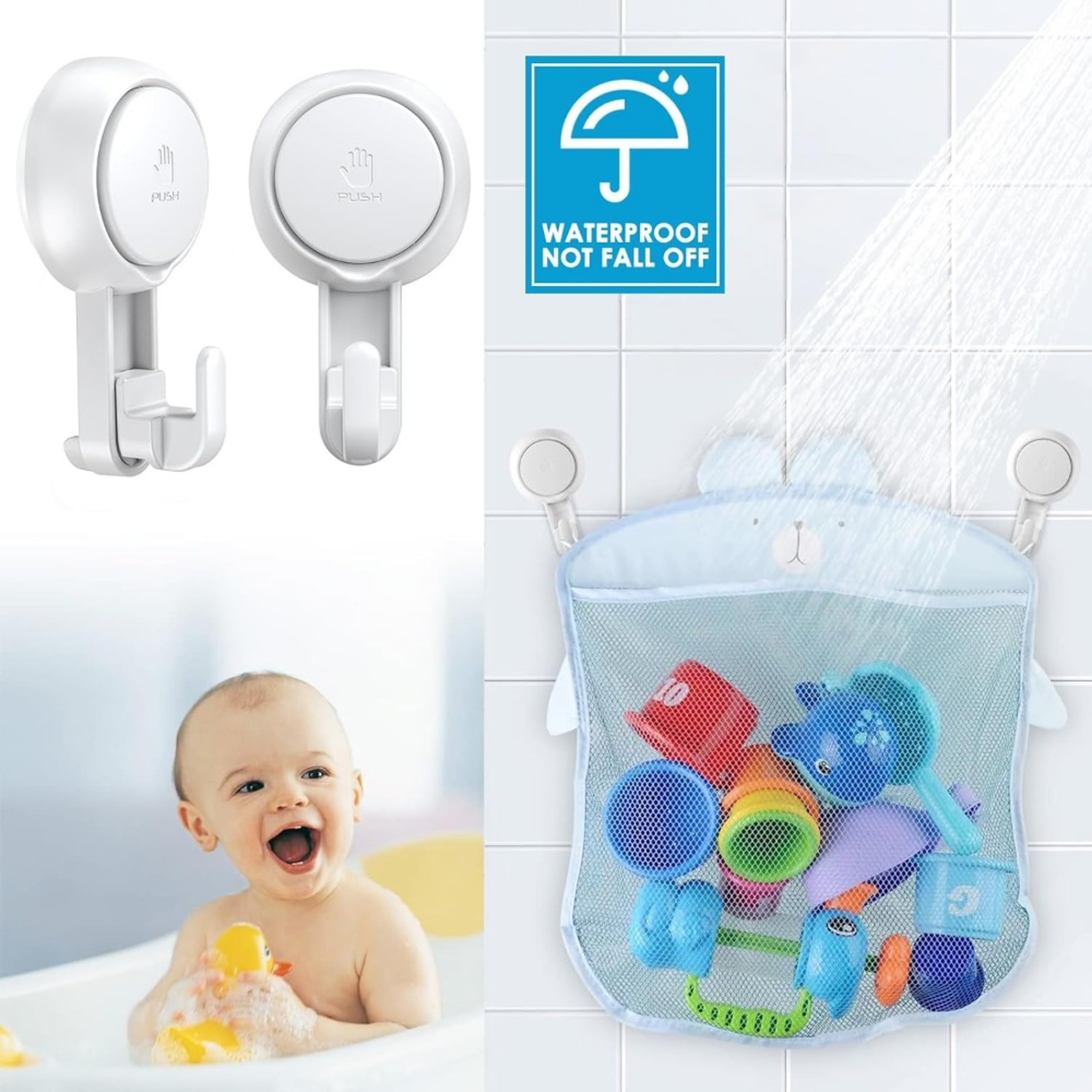 Suction Hook Hanger, Waterproof Storage Holder for Wall, Bathroom, Kitchen Towel Organization – view 4