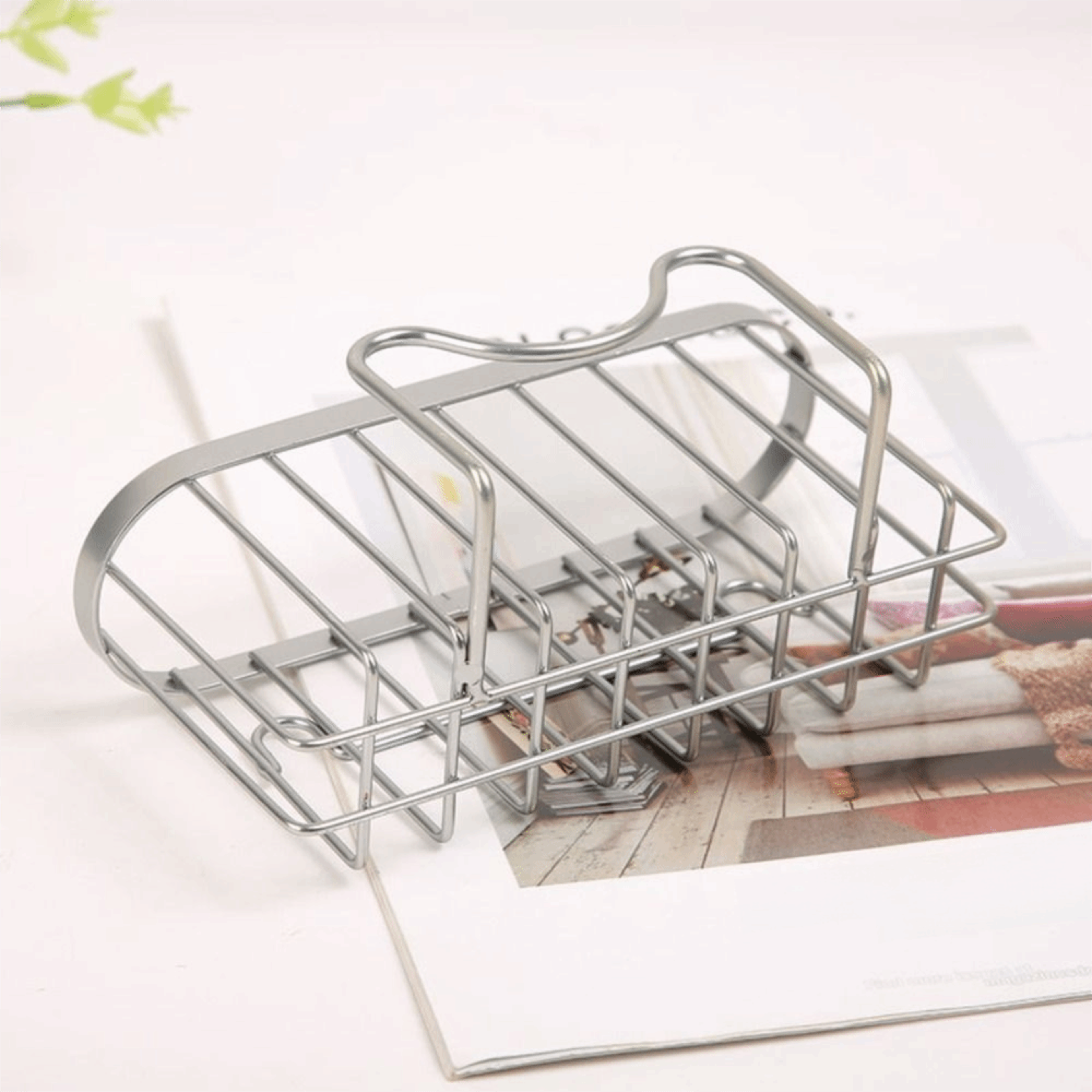 Stainless Steel Sponge Holder With Hook Suction Cups Drainage Rack EasytoClean Sink Stand 2