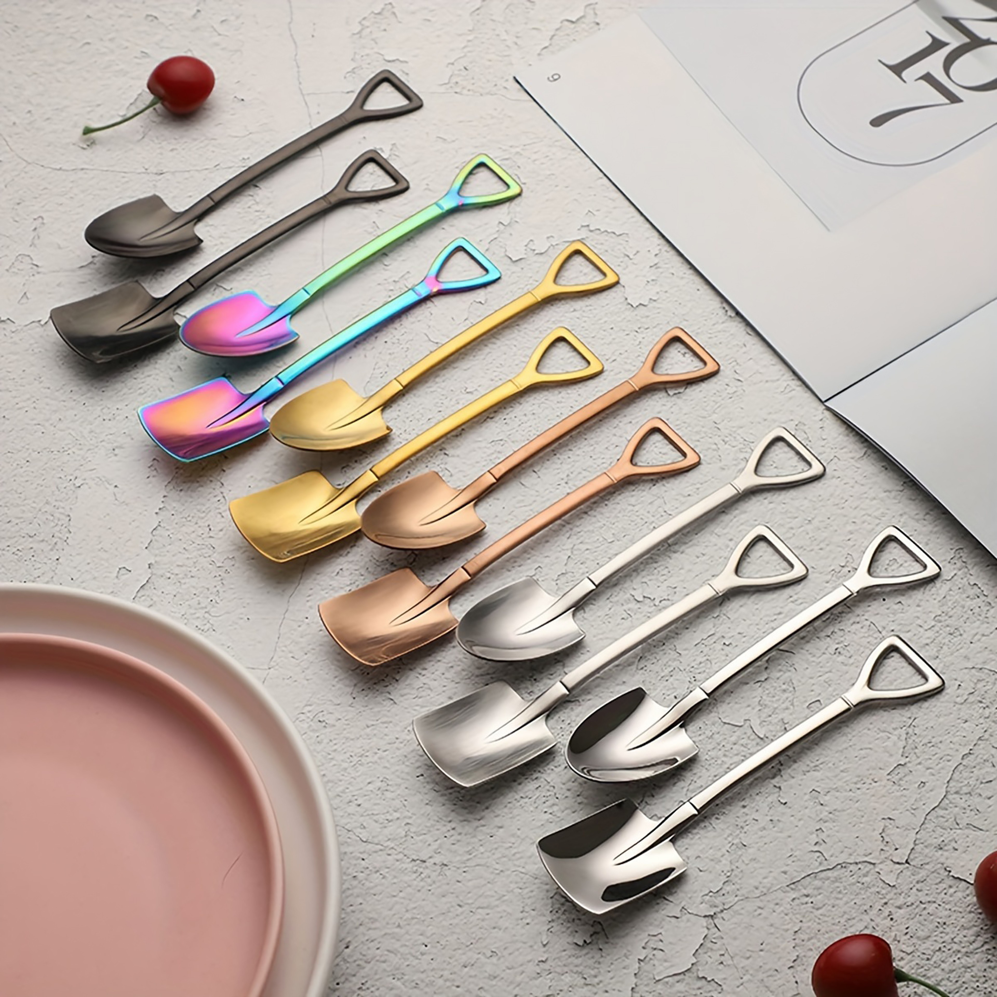 Stainless Steel Shovel Spoon For Coffee Ice Cream Dessert Scoop Kitchen Accessories Wedding Party 4
