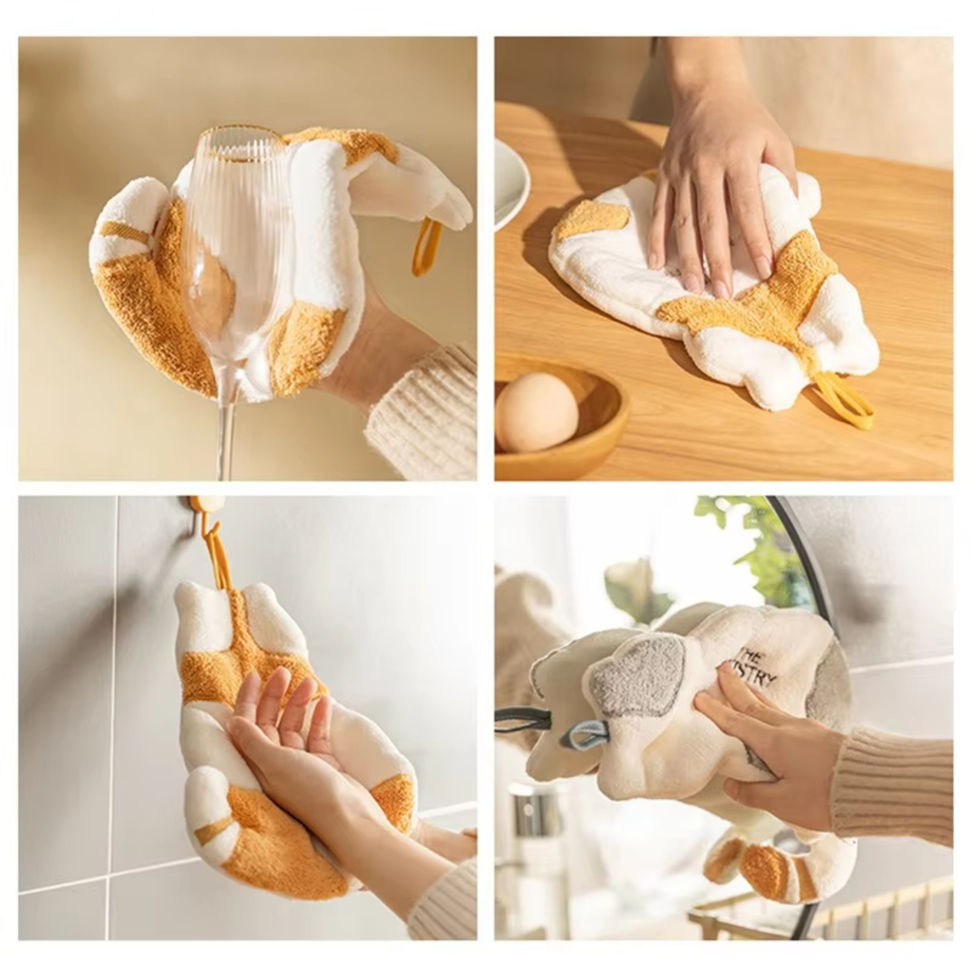 Cartoon Kids Towels, Cute Cat Hanging Towel, Soft Absorbent Handkerchief for Kitchen & Bathroom – view 5