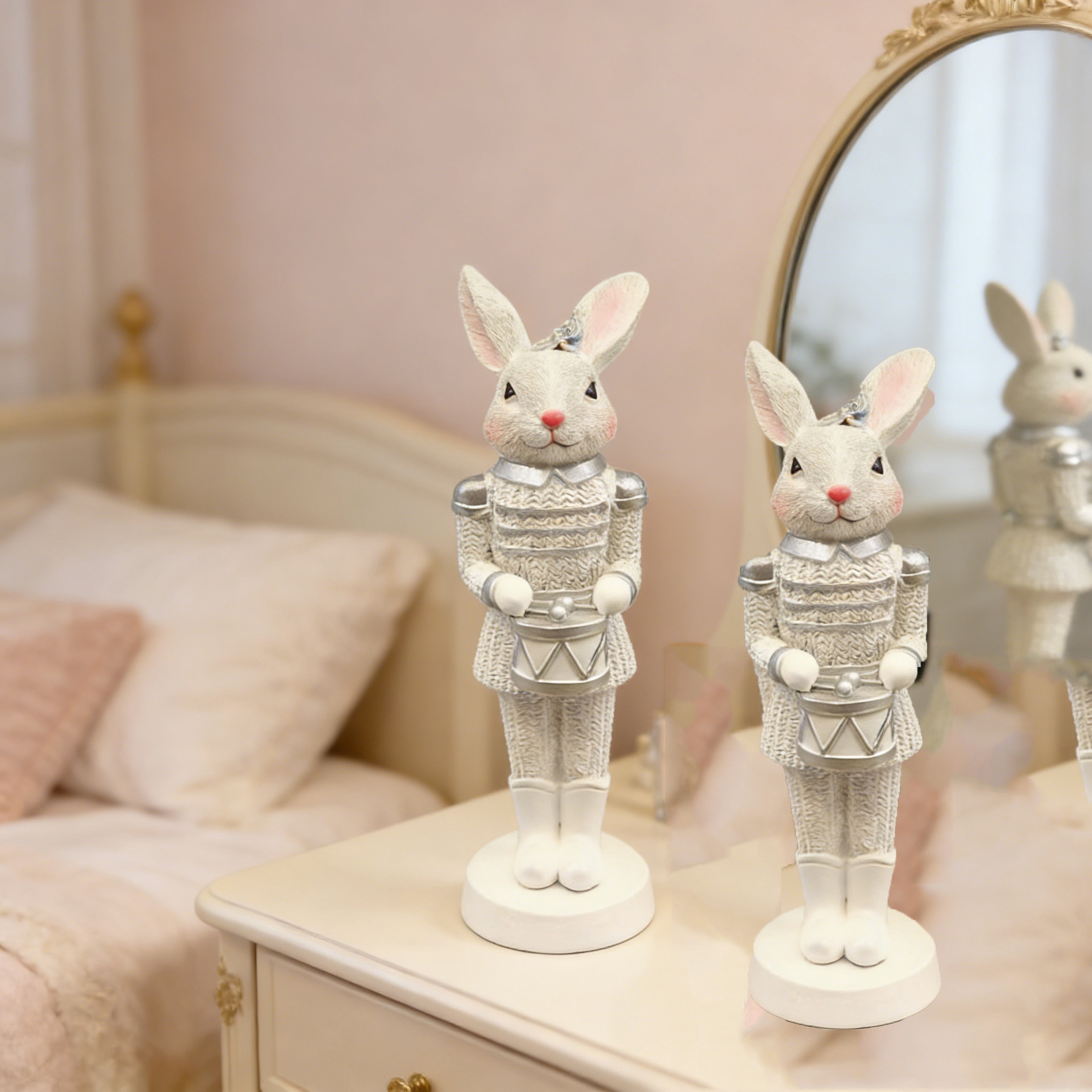 Spring Easter Holiday Table, Easter Bunny Resin Rabbit Sculpture, Centerpiece Bunny Decoration Gifts for Family – view 2