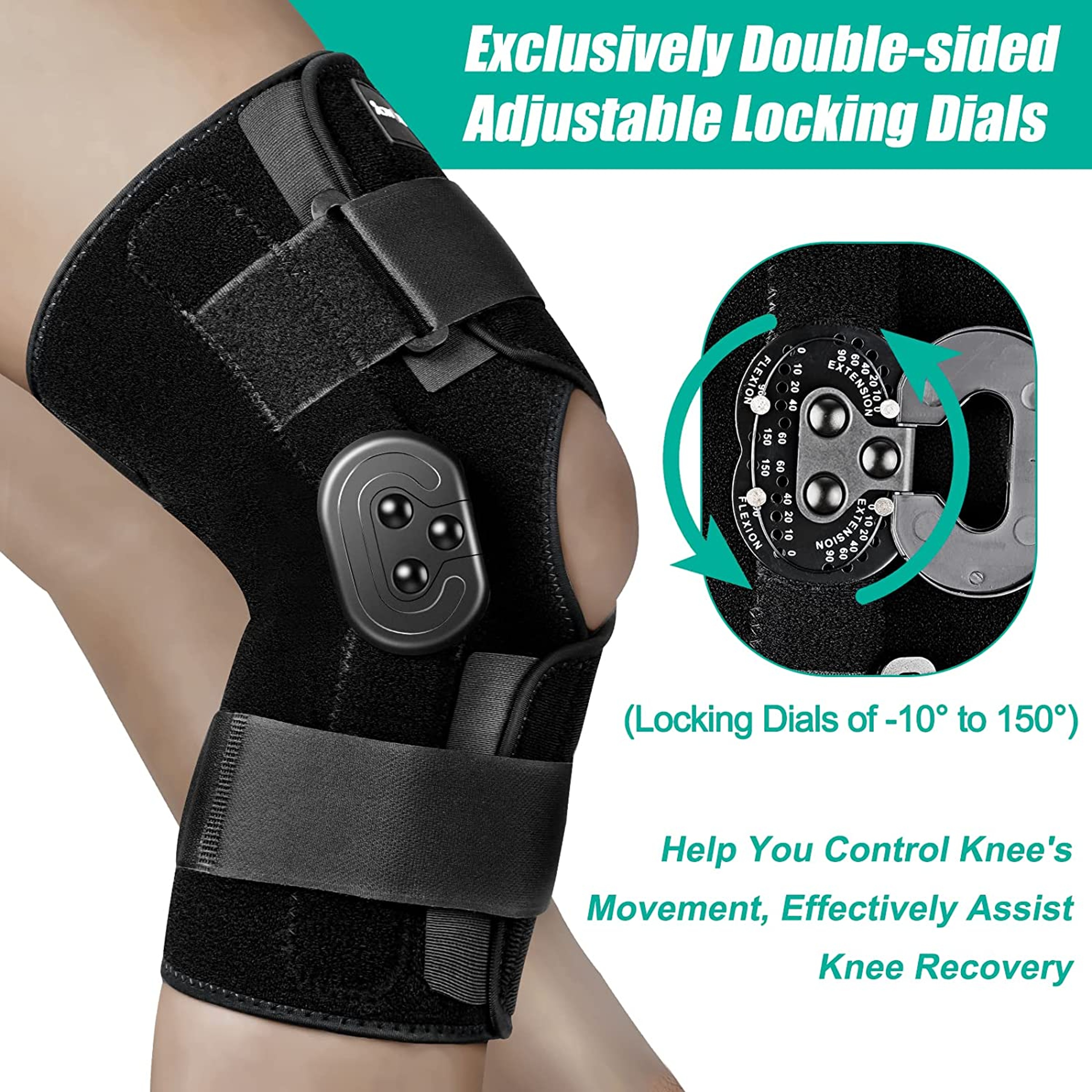 Adjustable Hinged Knee Brace with Side Stabilizers for Pain Relief, Arthritis, ACL and Meniscus Support – view 3
