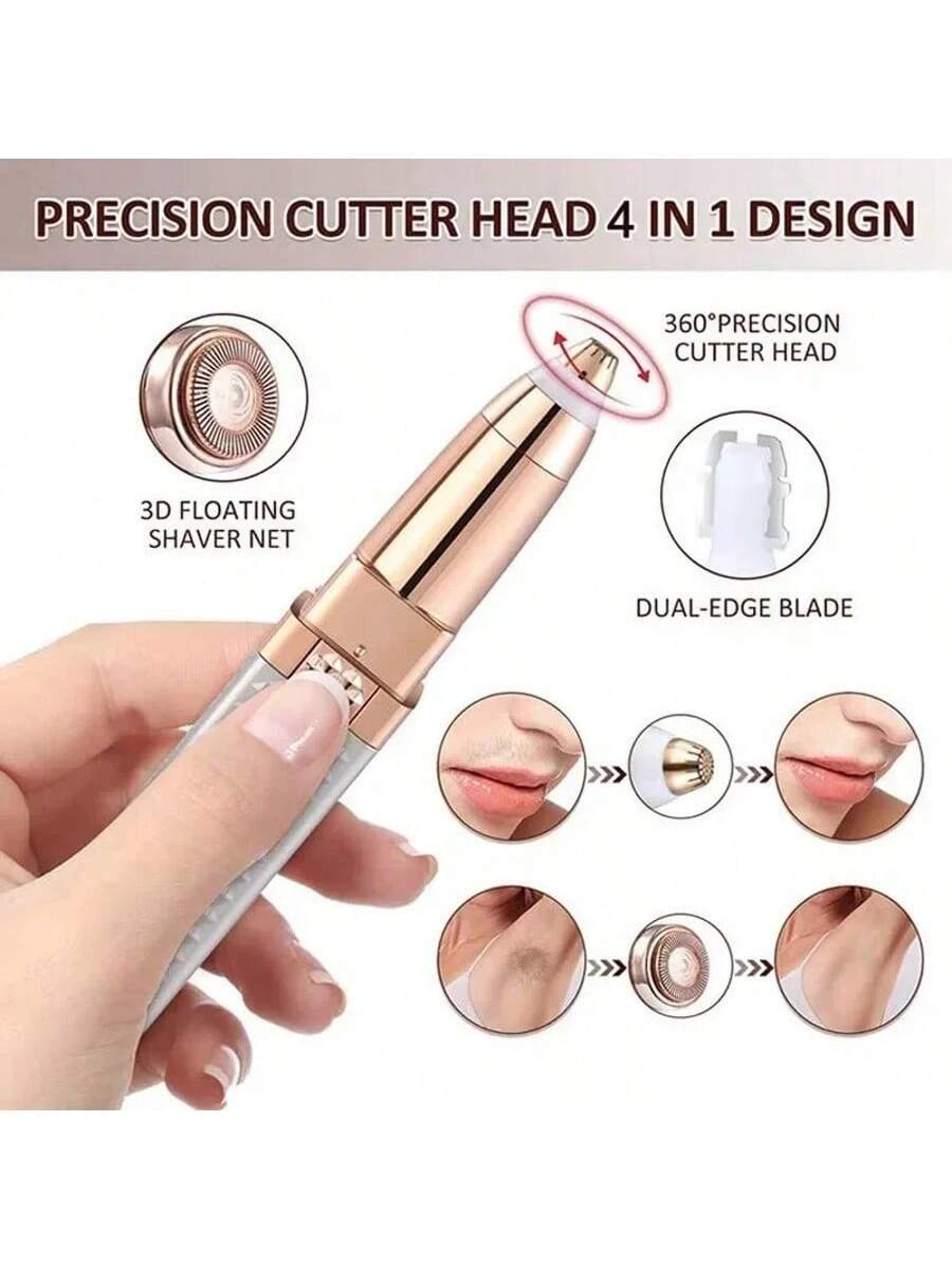 Eyebrow Trimmer Epilator Electric Hair Removal Shaver For Women Painless Body And Facial Hair Remov 5