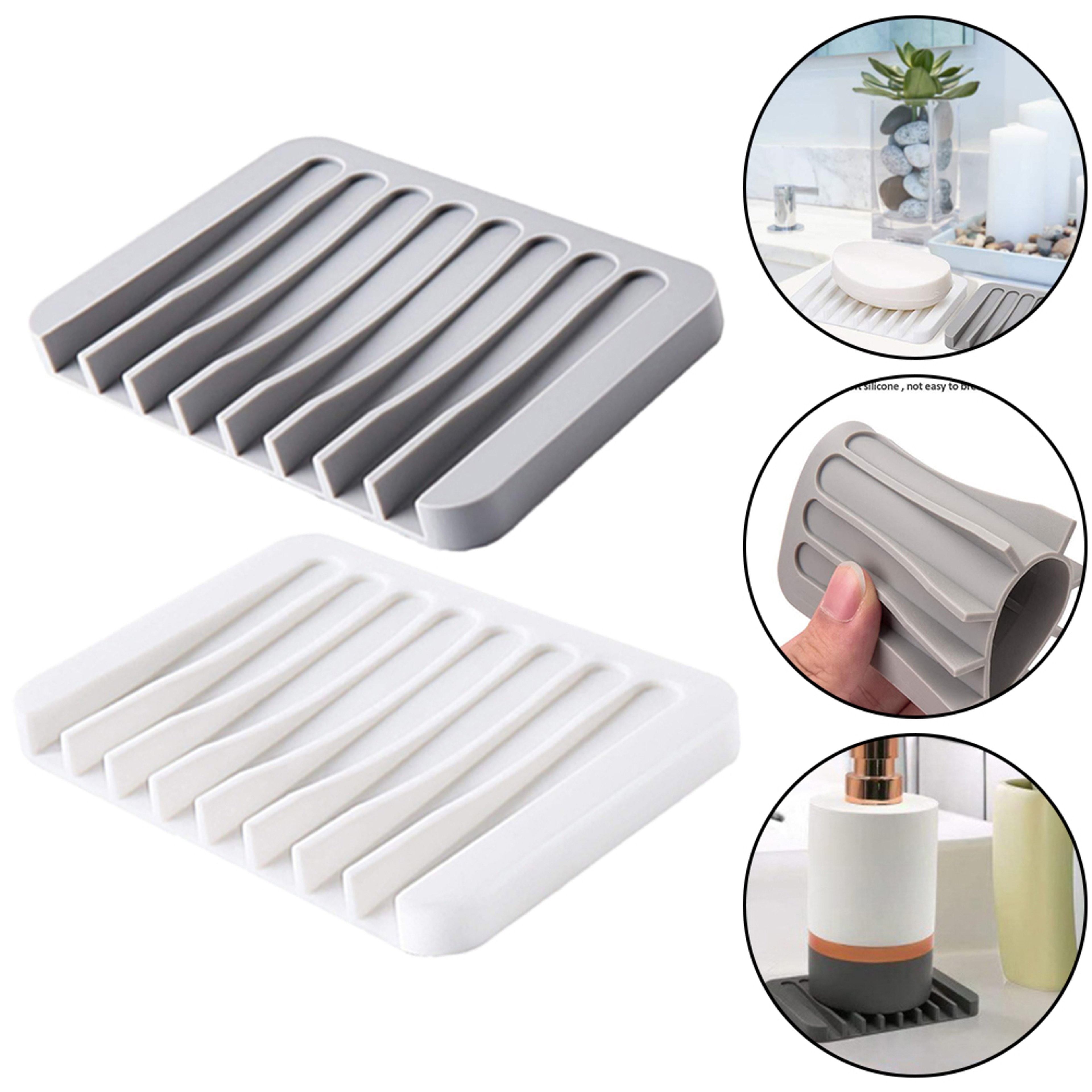 Silicone Soap Holder Saver Self Draining Soap Dish Anti Slip Pad For Bathroom 0