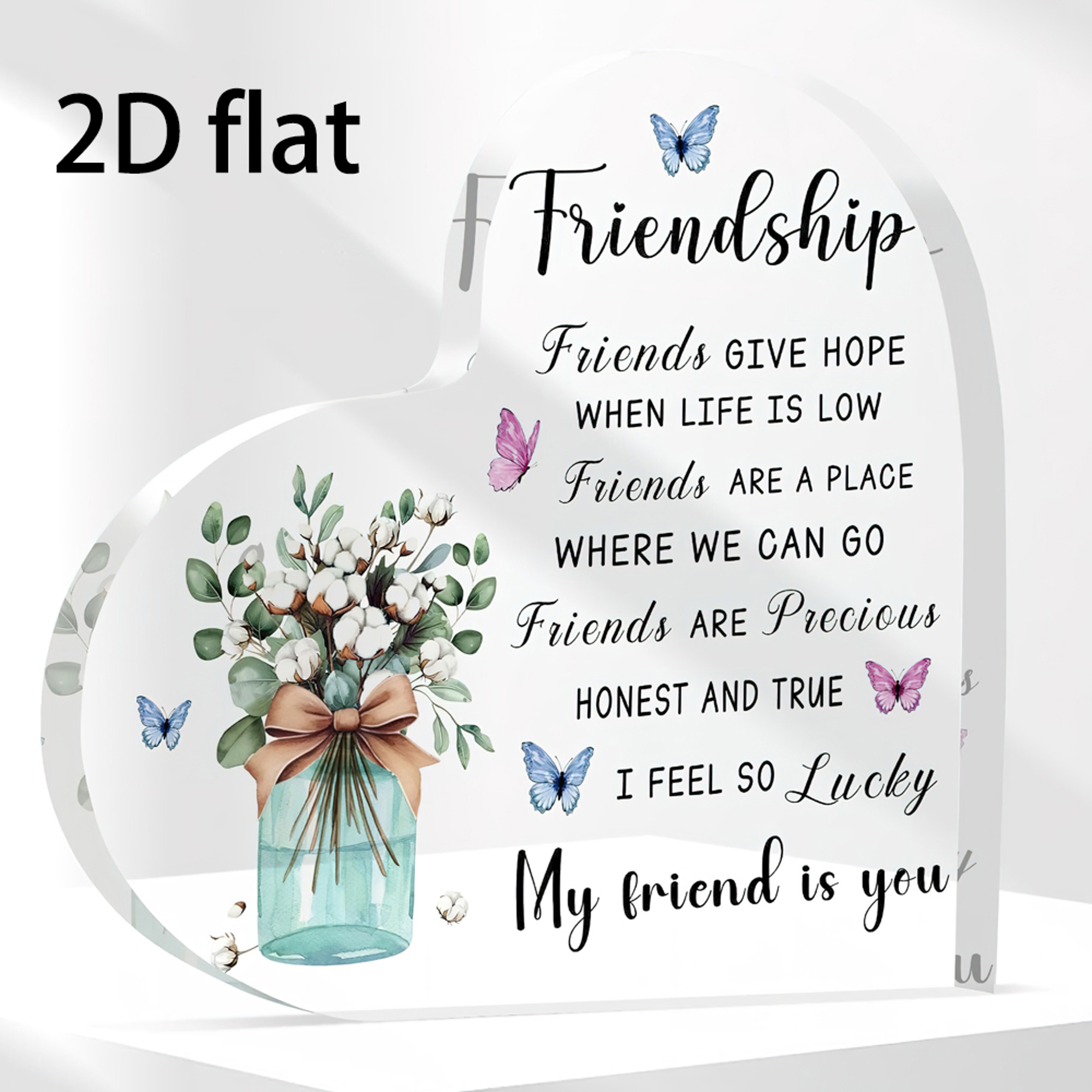 Acrylic Heart Shape Friendship Keepsake, Bestie Friend Gifts, Friendship Birthday Gifts, Bff Gifts – view 1