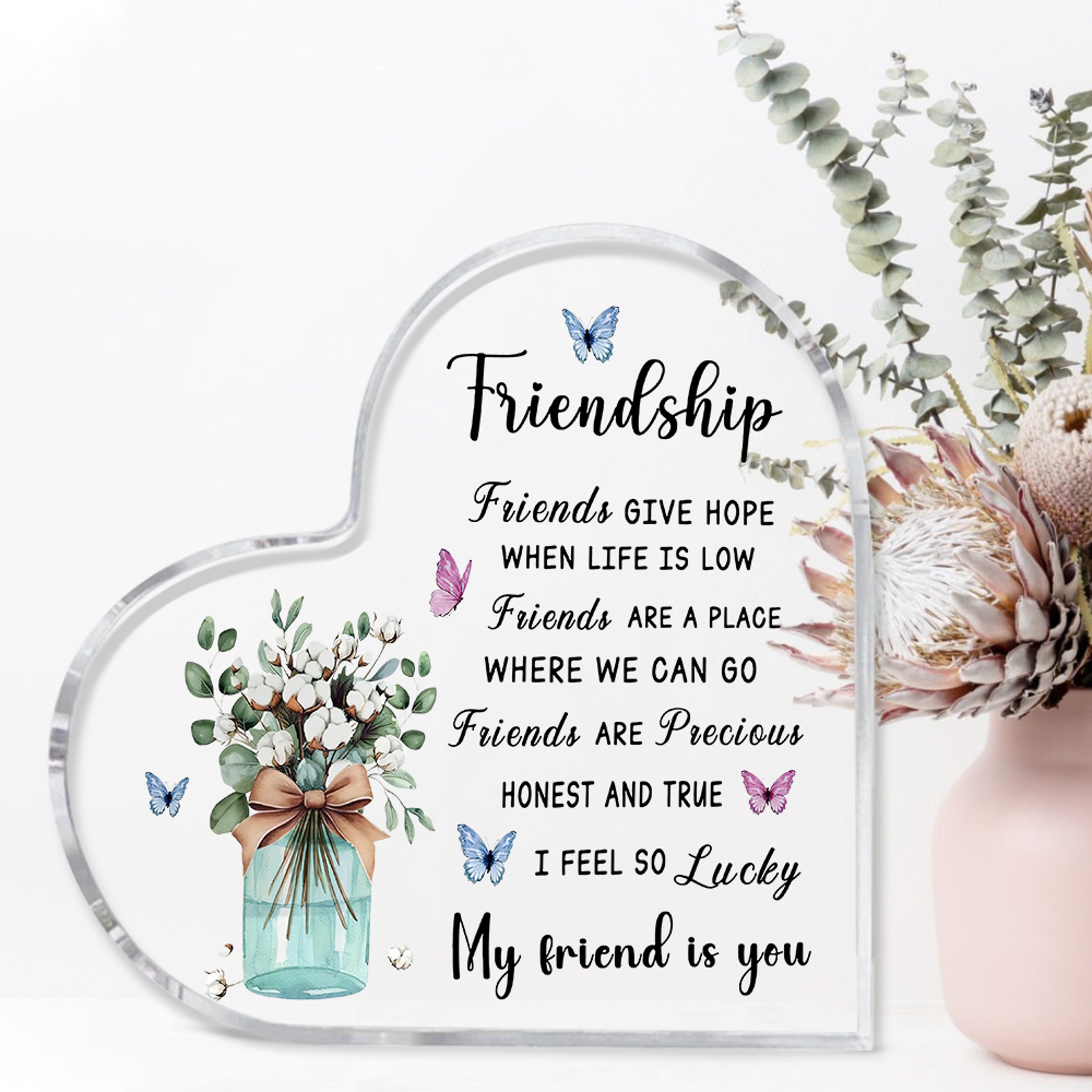 Acrylic Heart Shape Friendship Keepsake, Bestie Friend Gifts, Friendship Birthday Gifts, Bff Gifts – view 4