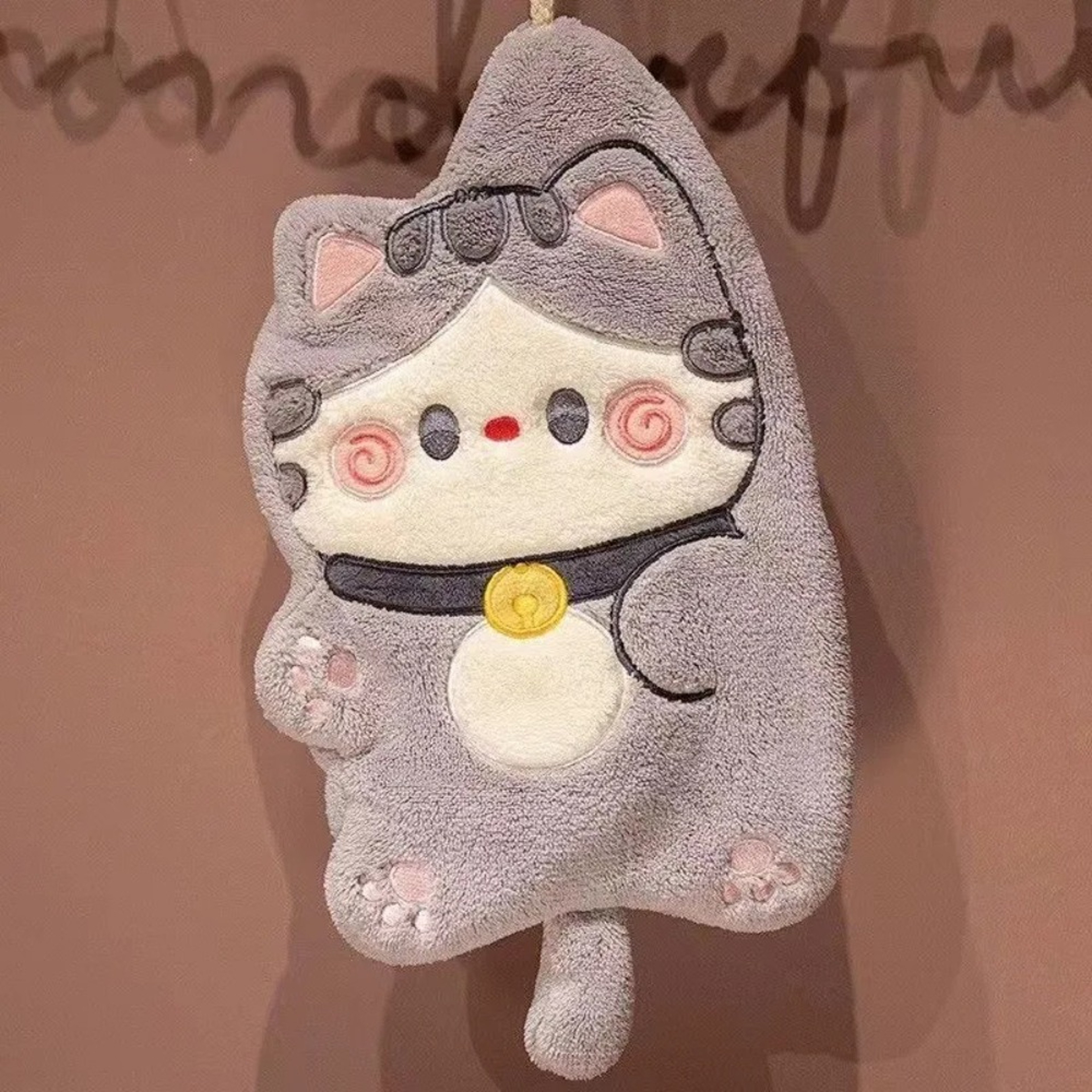 Coral Velvet Cute Cat Hand Towel, Quick Drying Kitchen Cleaning Rag, Absorbent Cartoon Animal Bathroom Towel – view 6