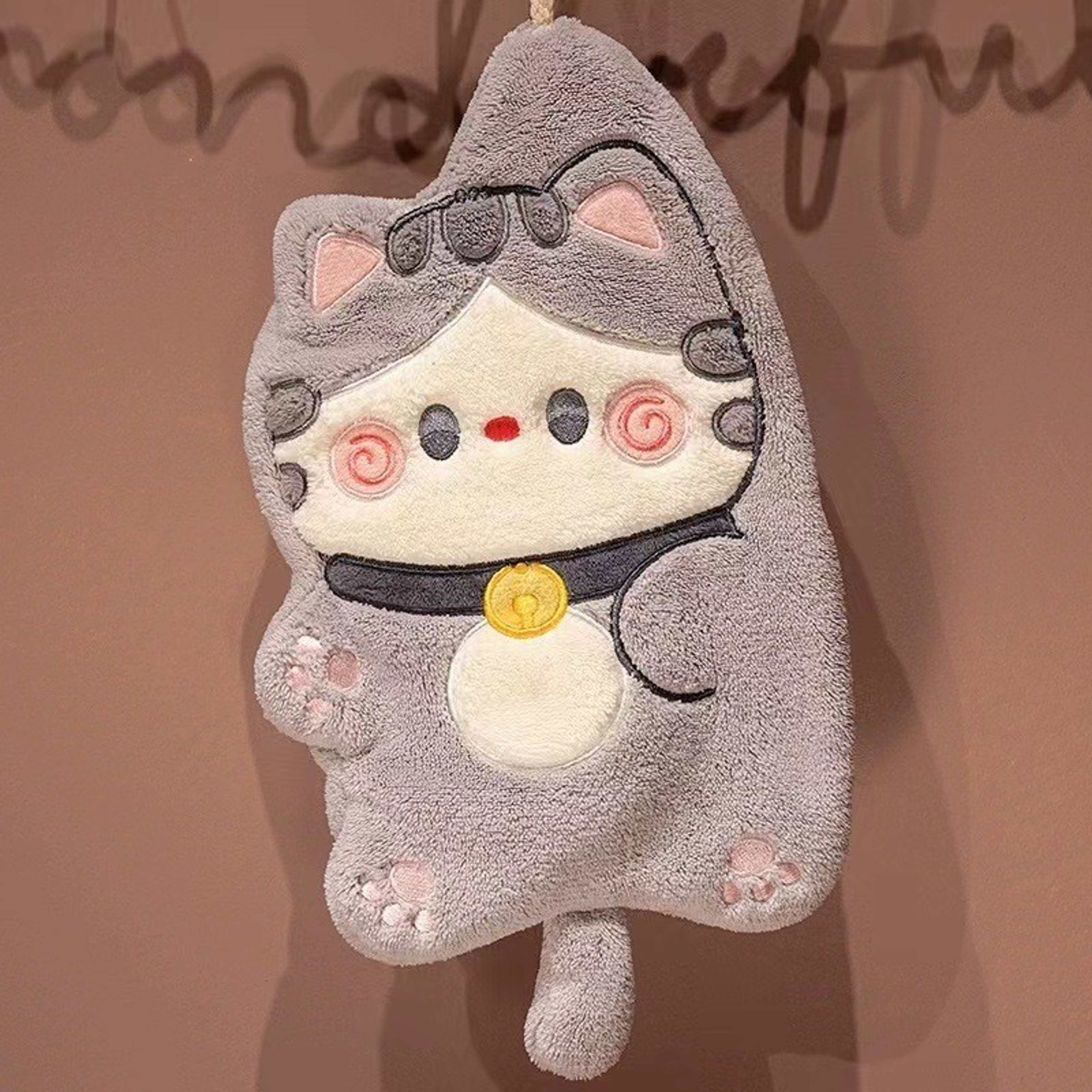 Coral Velvet Cute Cat Hand Towel, Quick Drying Kitchen Cleaning Rag, Absorbent Cartoon Animal Bathroom Towel – view 9