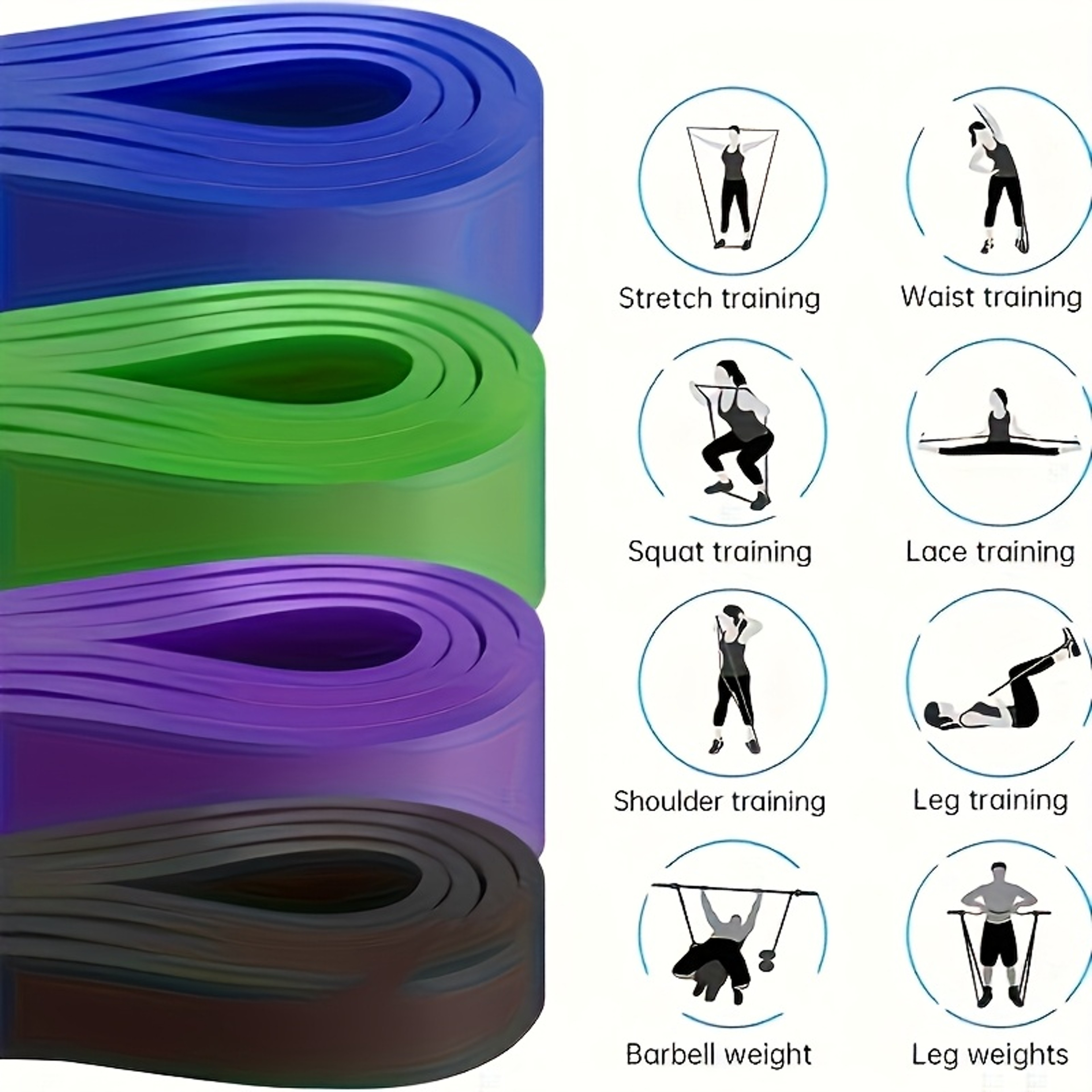 PullUp Bands Resistance Bands Set Leg Exercise Straps For Gym Fitness Home Workout 4