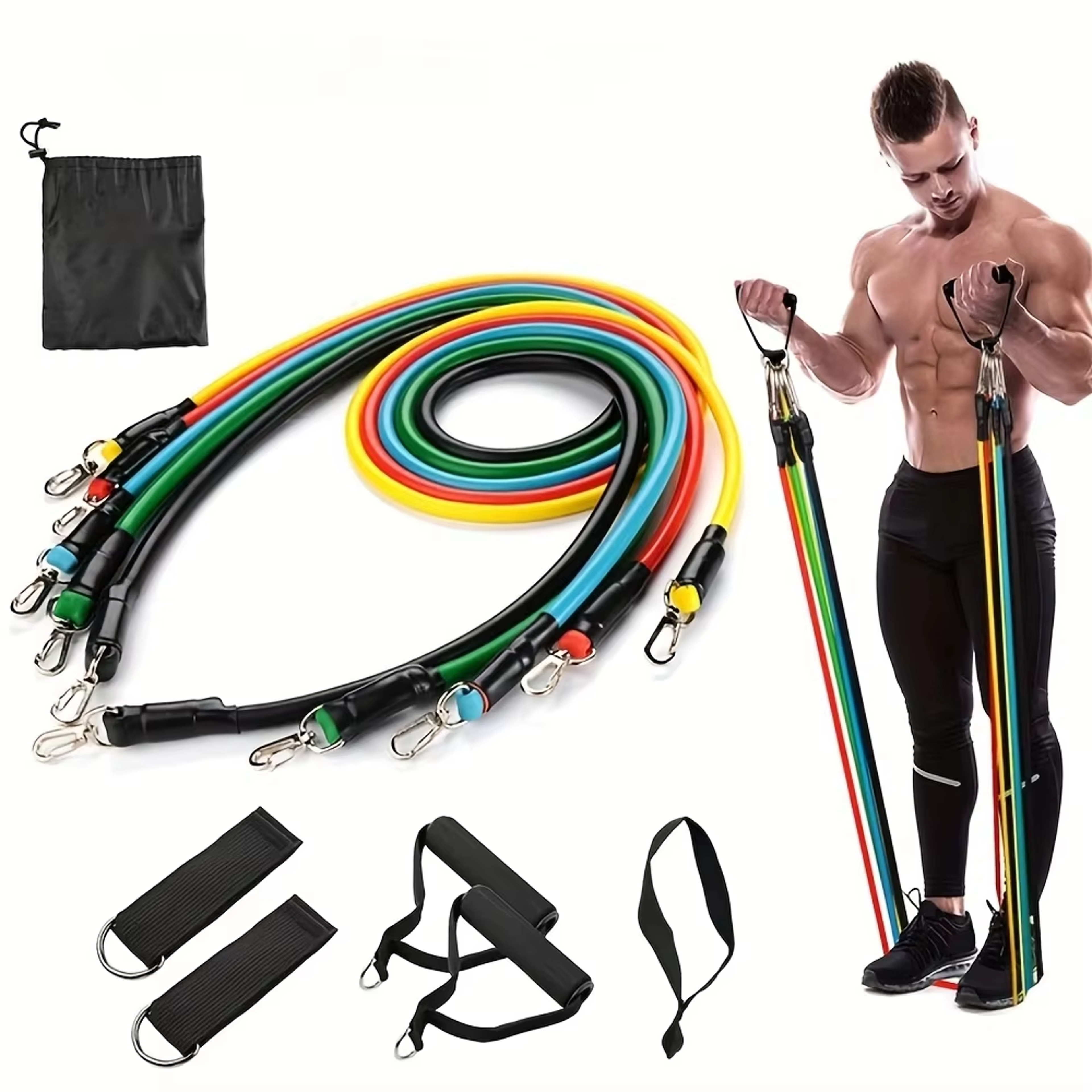 Exercise Resistance Bands Set with Handles, Door Anchor, Carry Bag, and Ankle Straps for Home Gym Use – view 7