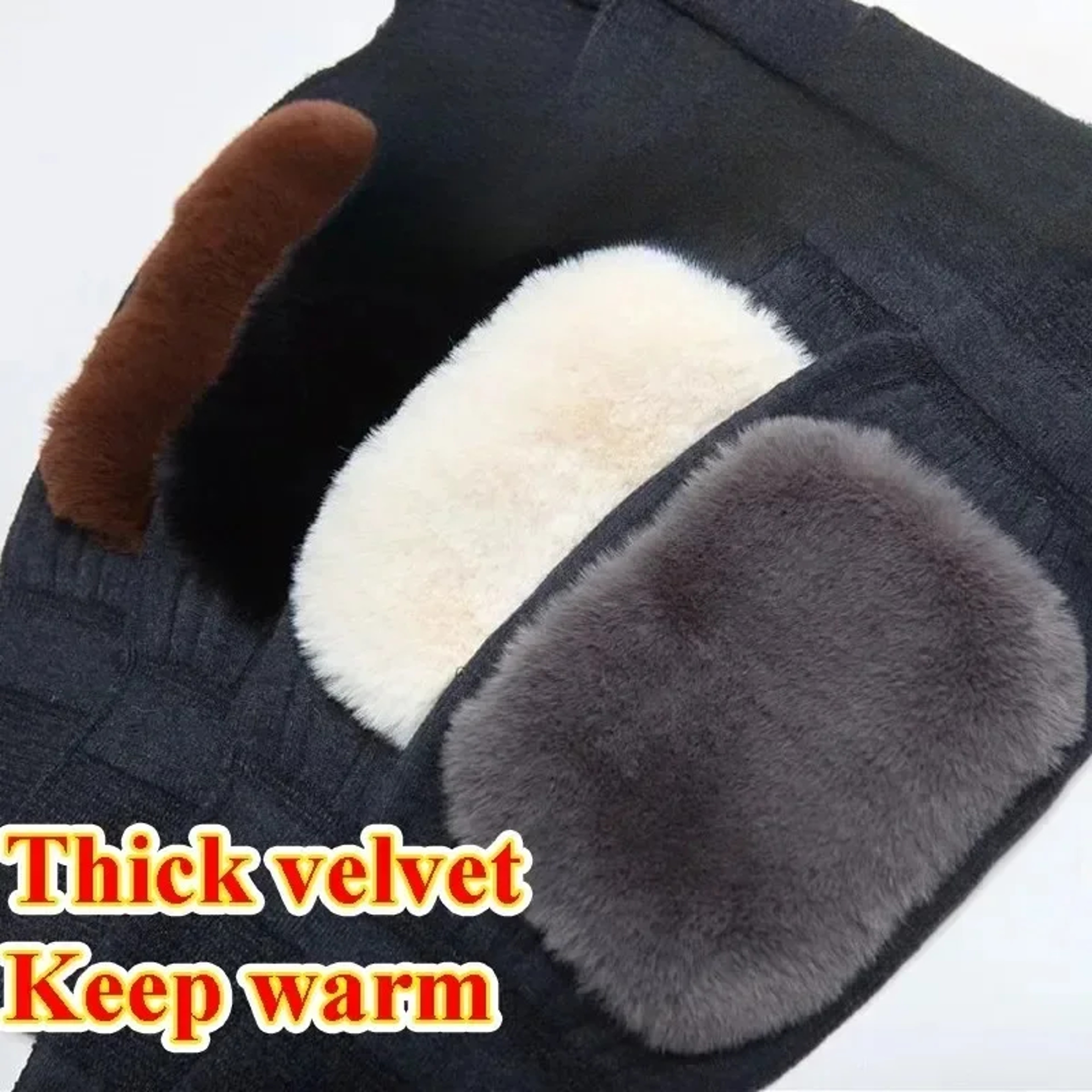 Winter Rabbit Fur Knee Pads for Old People, Thermal Keep Warm Velvet Kneepad for Arthritis – view 3