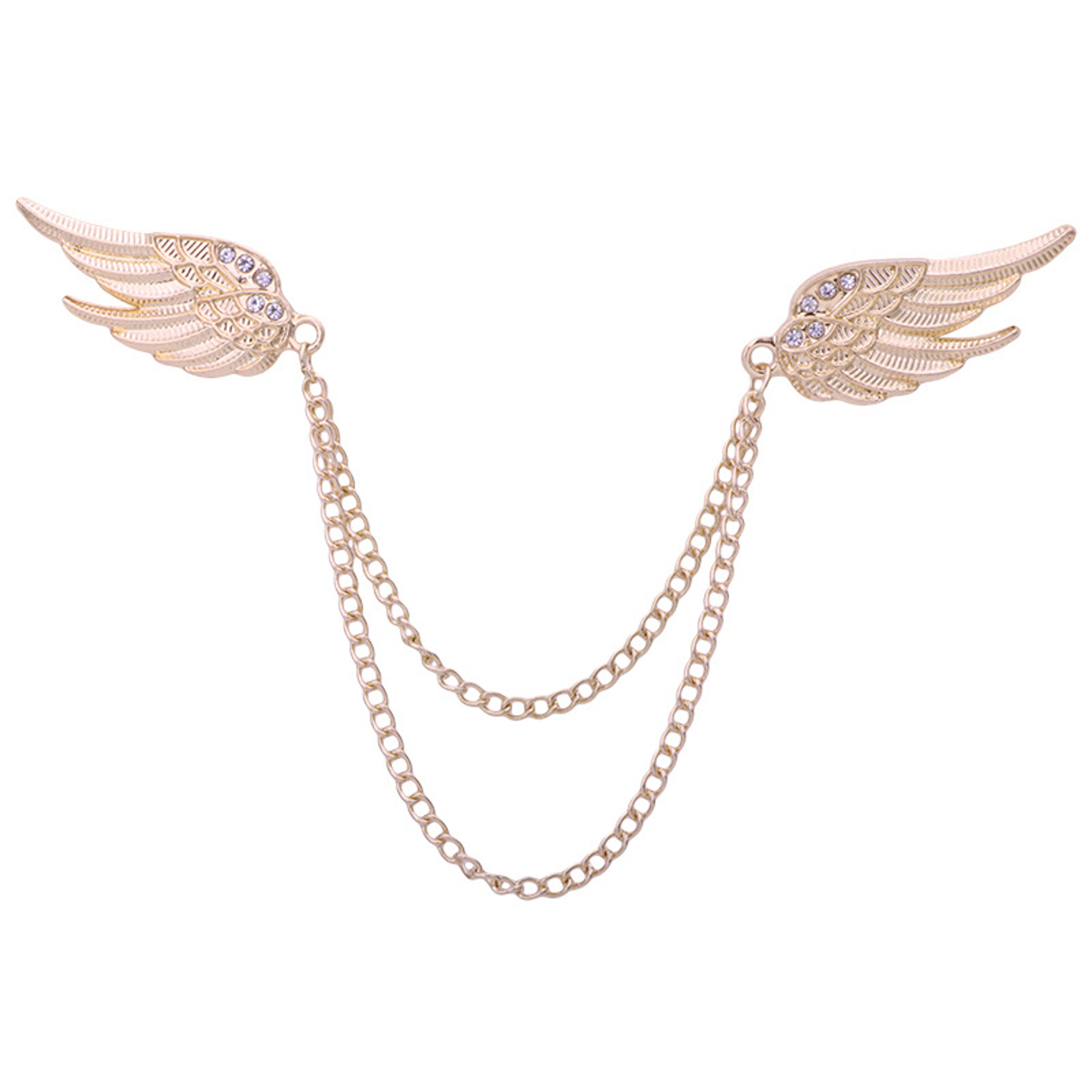 Elegant Decorative Jewelry Accessory, Korean Angel Wings Brooch with Tassel Chain for Shirt Suit – view 1